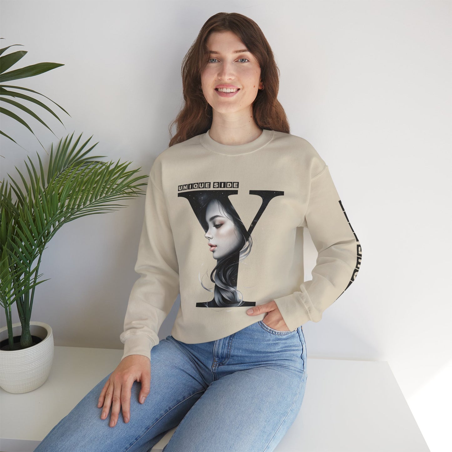 Letter Y, Stylish Artistic Sweatshirt, Trendy Crewneck, Graphic Sweater, Cozy Unisex Top, Unique Gift for Art Lovers, Everyday Comfort
