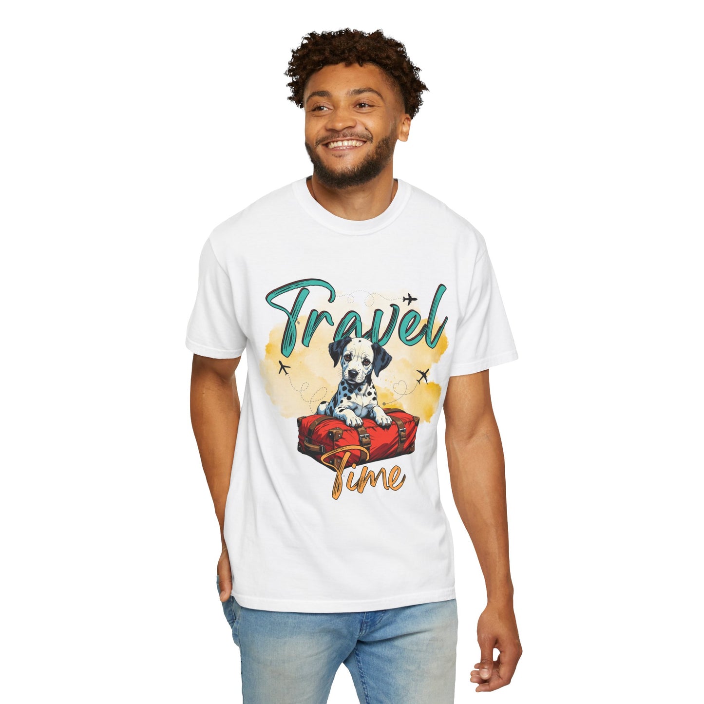 Travel Time Dog Graphic Unisex T-Shirt