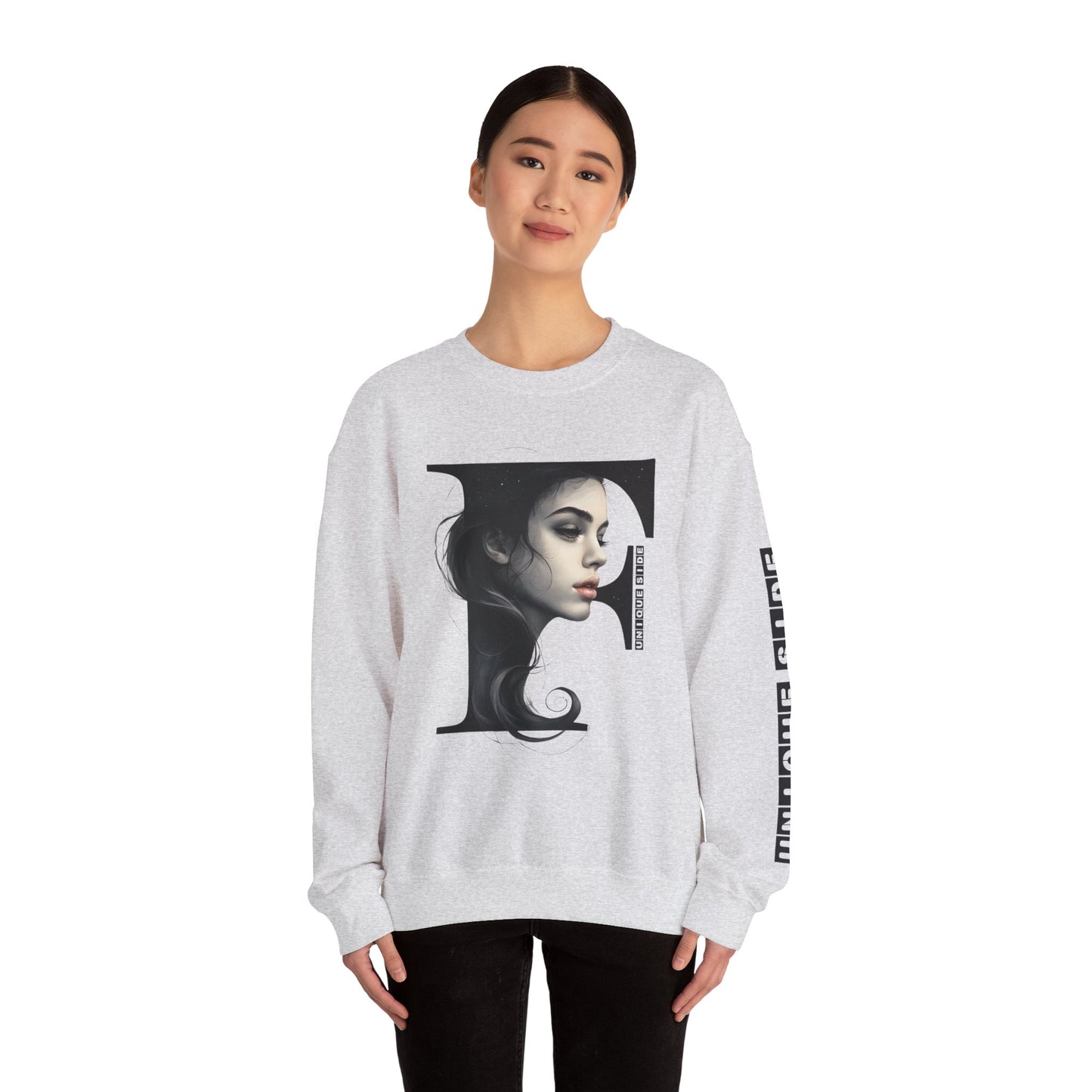Letter F, Stylish Artistic Sweatshirt, Trendy Crewneck, Graphic Sweater, Cozy Unisex Top, Unique Gift for Art Lovers, Everyday Comfort