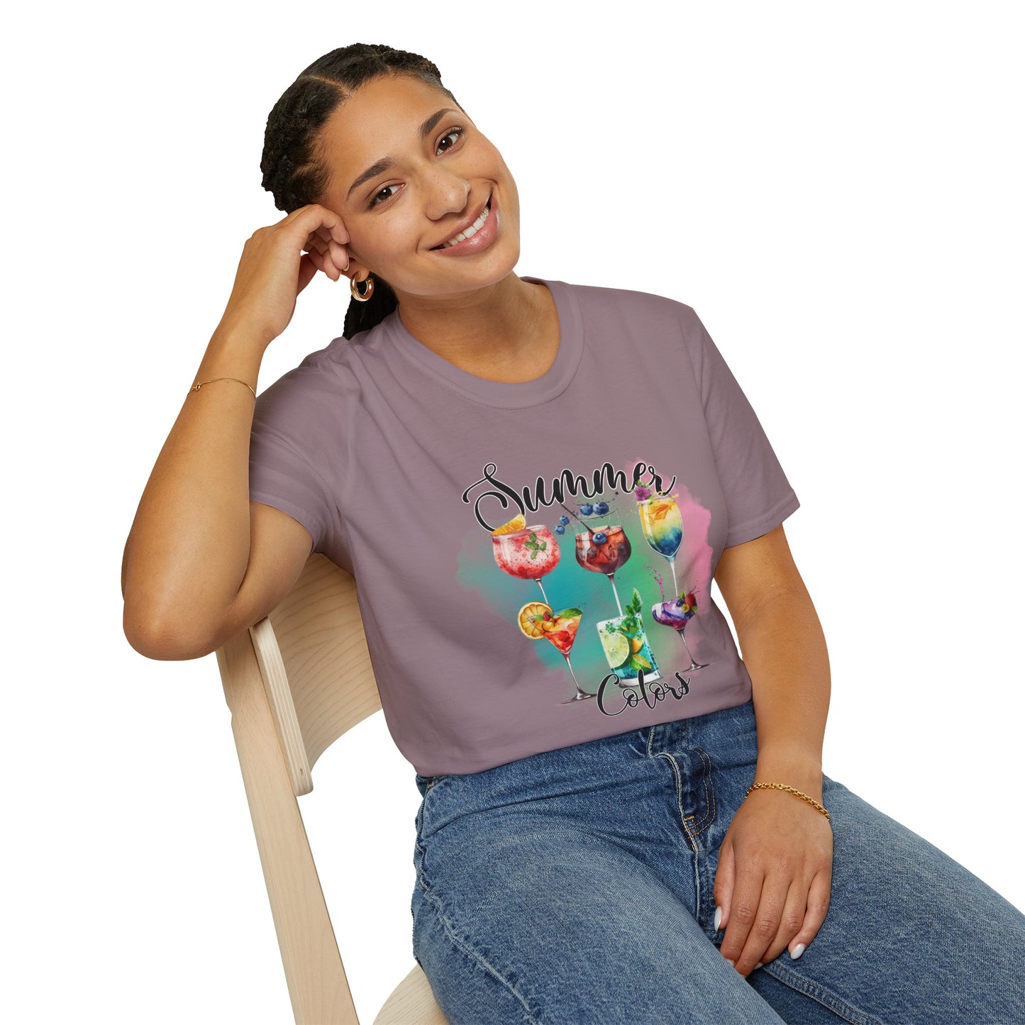 Summer Colors Cocktail T-Shirt, Unisex Tee, Fun Summer Wear, Gift for Cocktails Lovers, Beach Party Shirt, Vacation Top