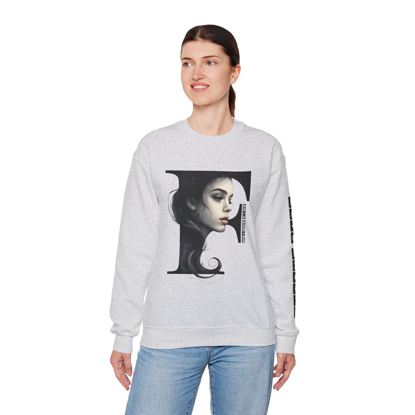 Letter F, Stylish Artistic Sweatshirt, Trendy Crewneck, Graphic Sweater, Cozy Unisex Top, Unique Gift for Art Lovers, Everyday Comfort