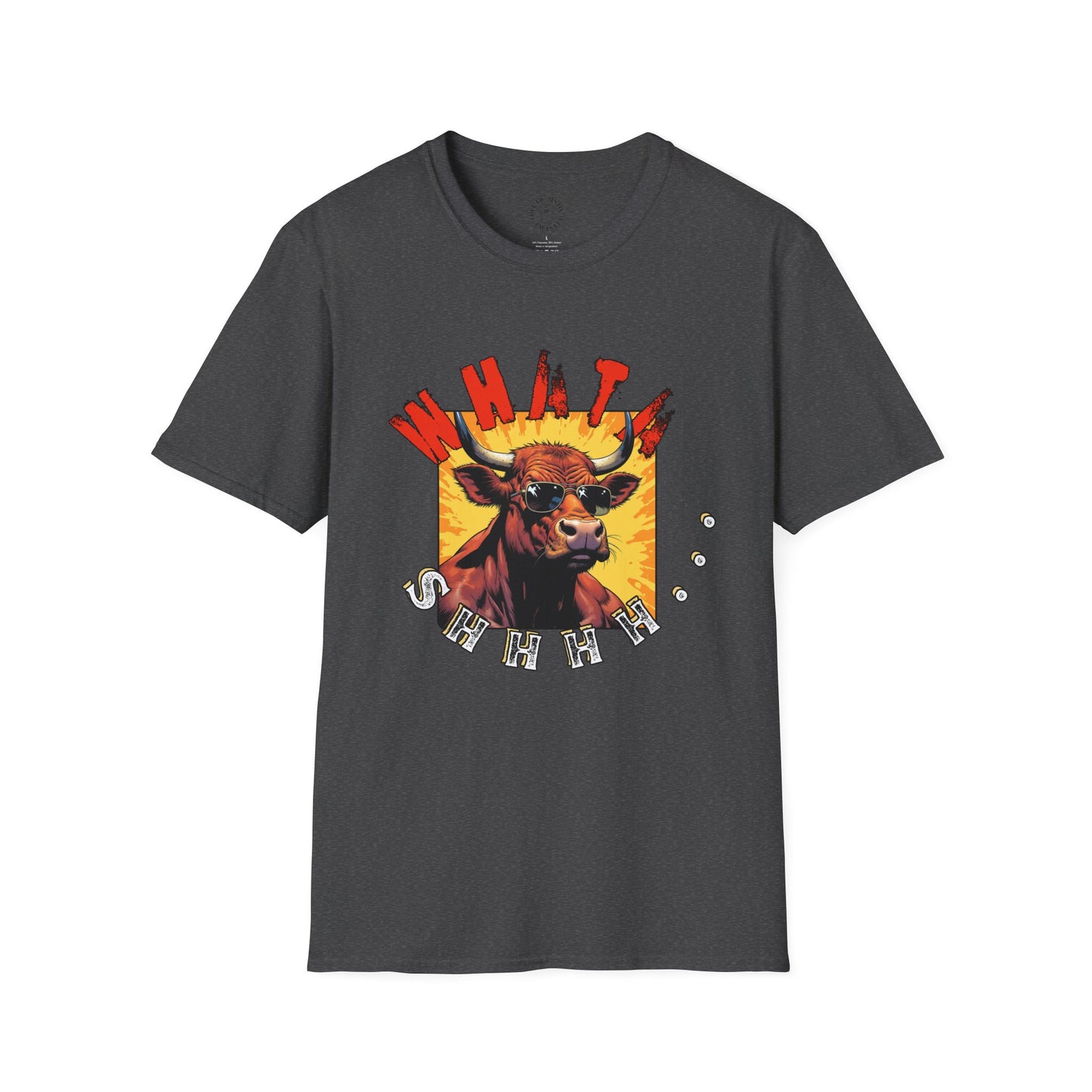 Whimsical Cow Graphic Unisex Softstyle T-Shirt - 'What bull Shhh...'