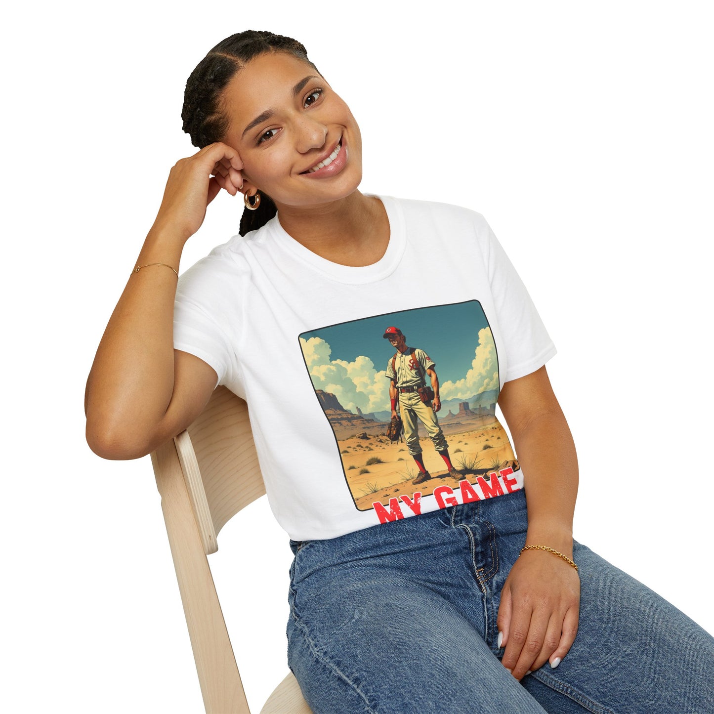 My Game My Rules Unisex Softstyle T-Shirt - Vintage Baseball Graphic Tee, sport, baseball