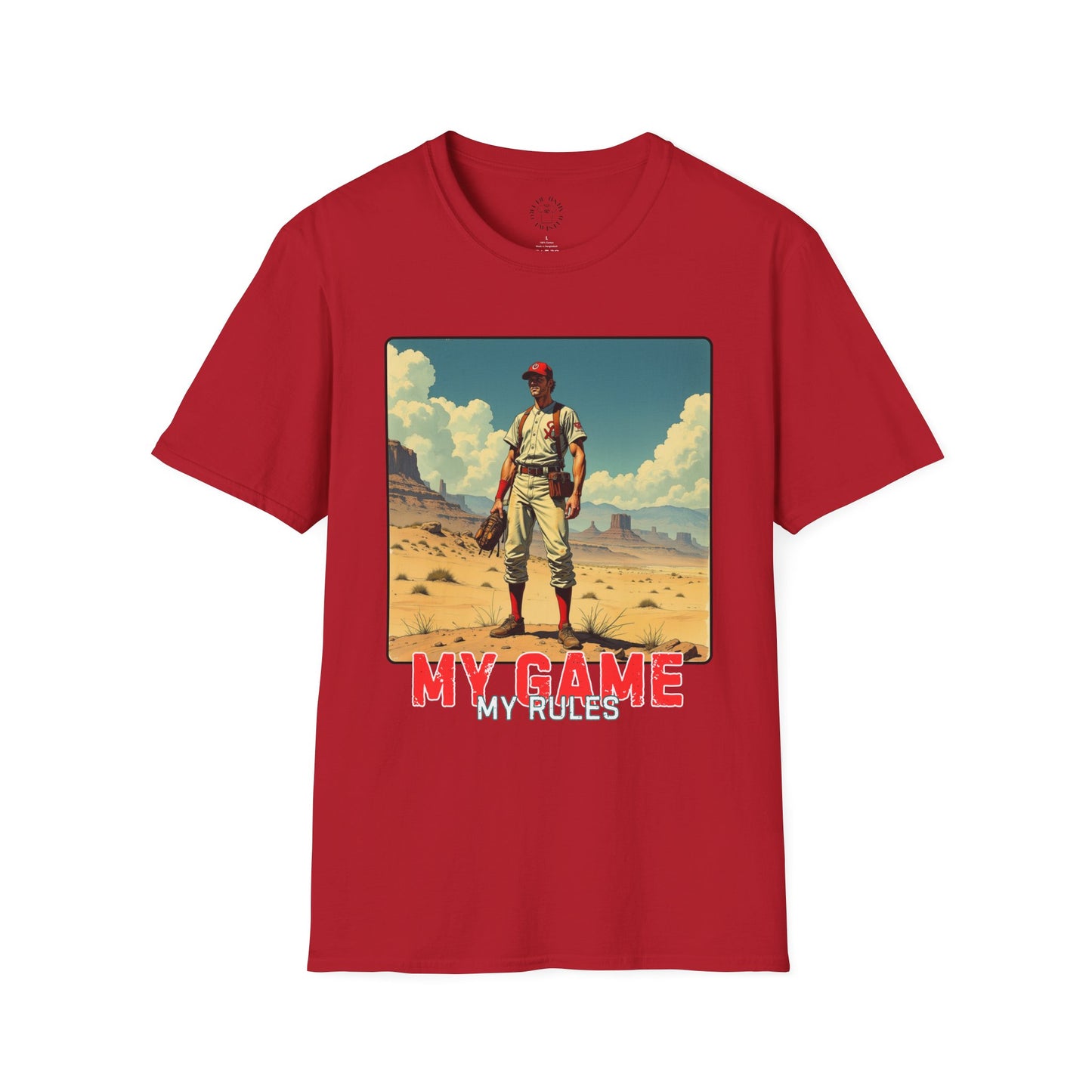 My Game My Rules Unisex Softstyle T-Shirt - Vintage Baseball Graphic Tee, sport, baseball