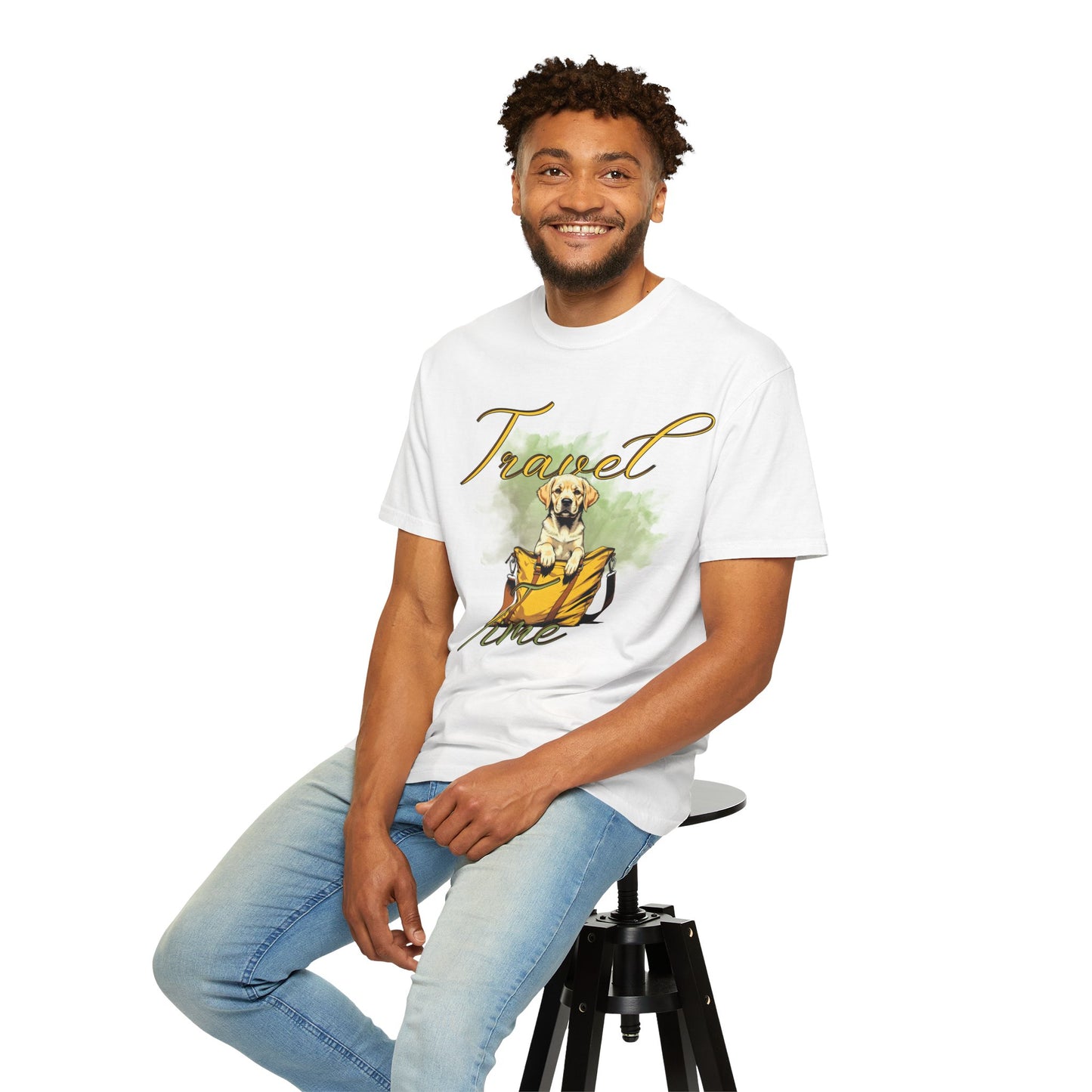 Travel Time Dog T-Shirt - Unisex Garment-Dyed Tee for Pet Lovers