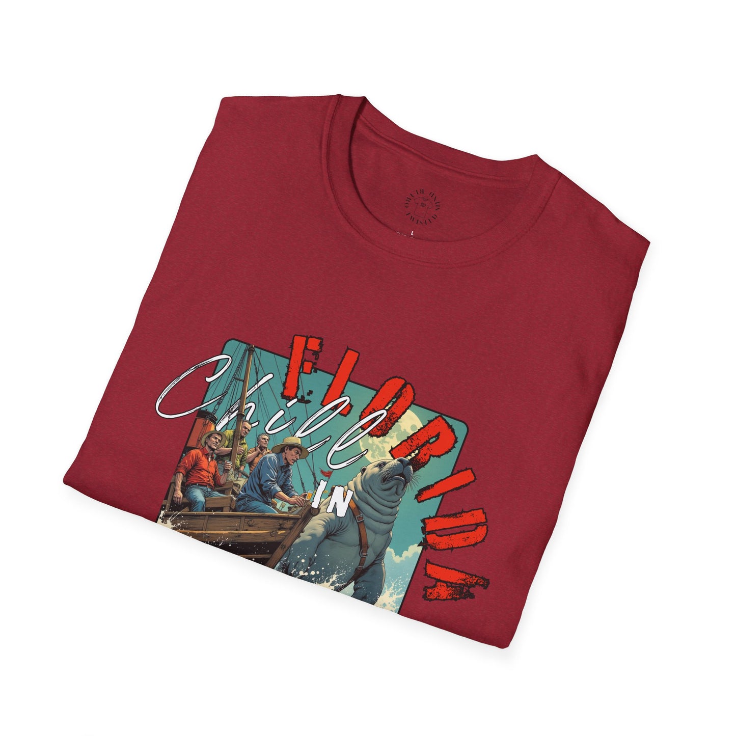 Florida Chill Unisex Softstyle T-Shirt | Vintage Beach Vibe Tee, manatee