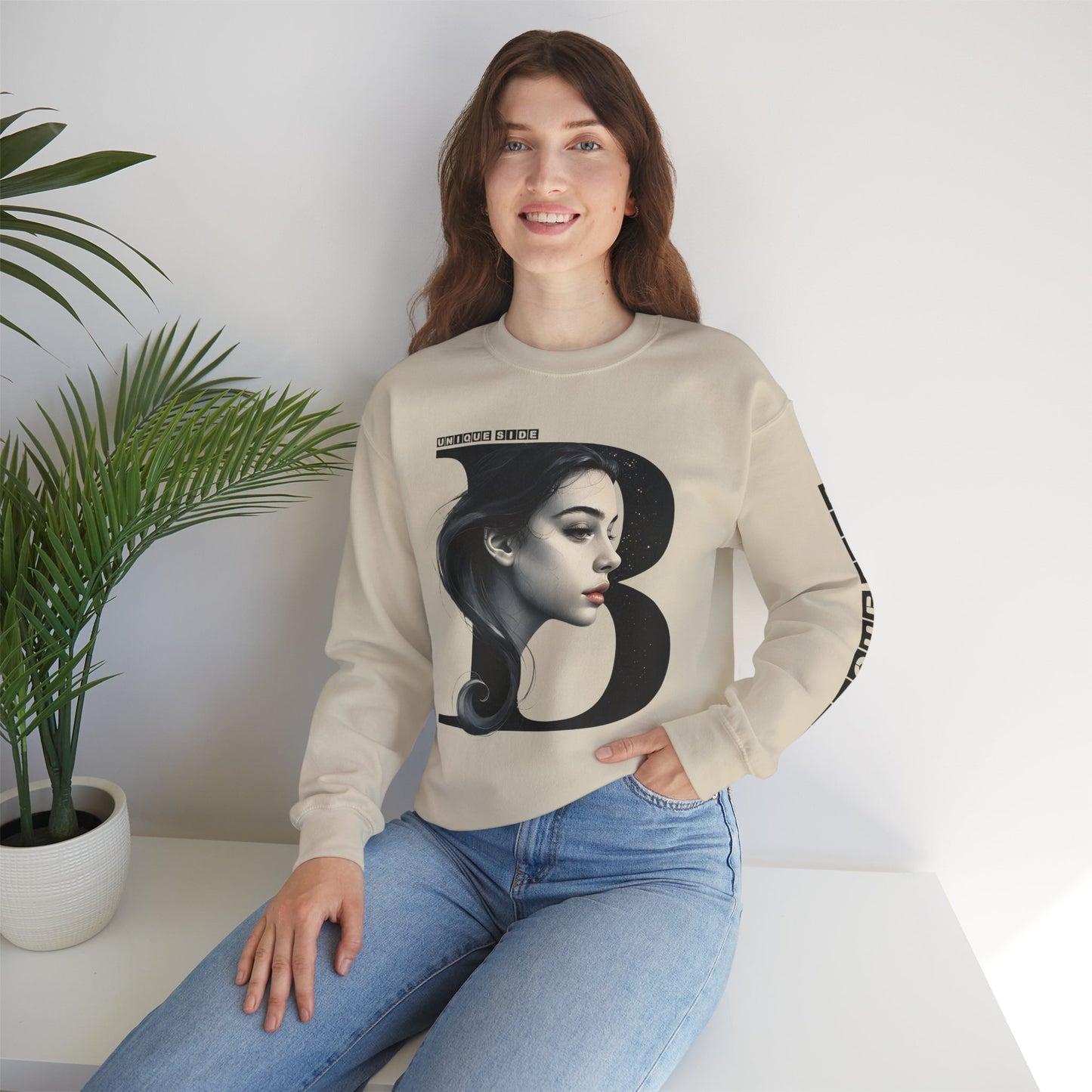 Letter B,Stylish Artistic Sweatshirt, Trendy Crewneck, Graphic Sweater, Cozy Unisex Top, Unique Gift for Art Lovers, Everyday Comfort