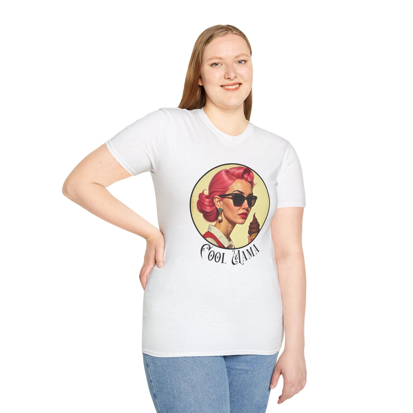 Cool Mama Vintage Graphic Unisex Softstyle T-Shirt,mama,mom and ice cream