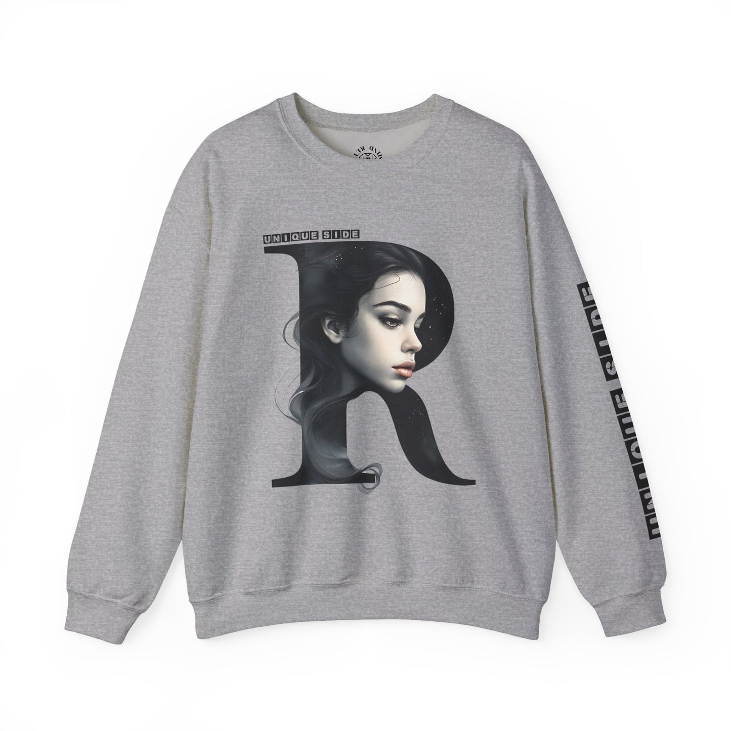 Letter R, Stylish Artistic Sweatshirt, Trendy Crewneck, Graphic Sweater, Cozy Unisex Top, Unique Gift for Art Lovers, Everyday Comfort