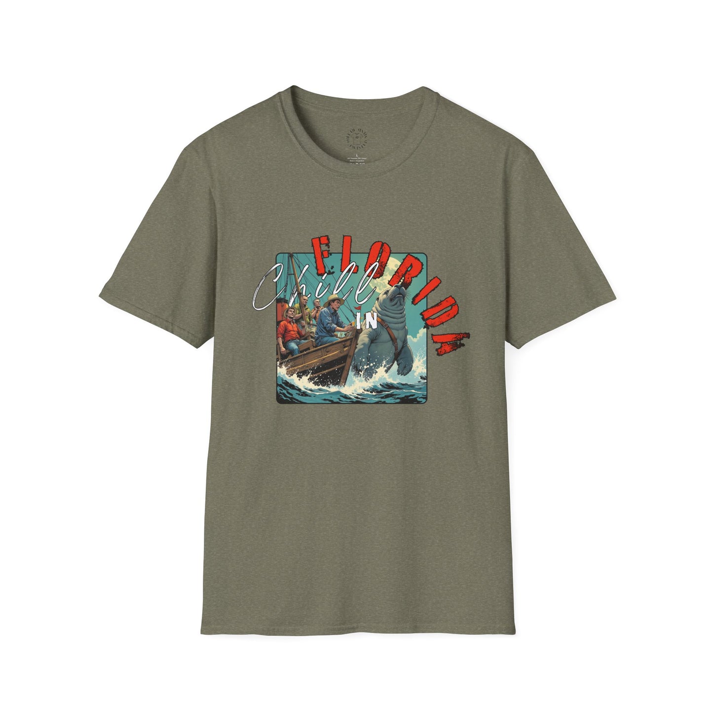 Florida Chill Unisex Softstyle T-Shirt | Vintage Beach Vibe Tee, manatee