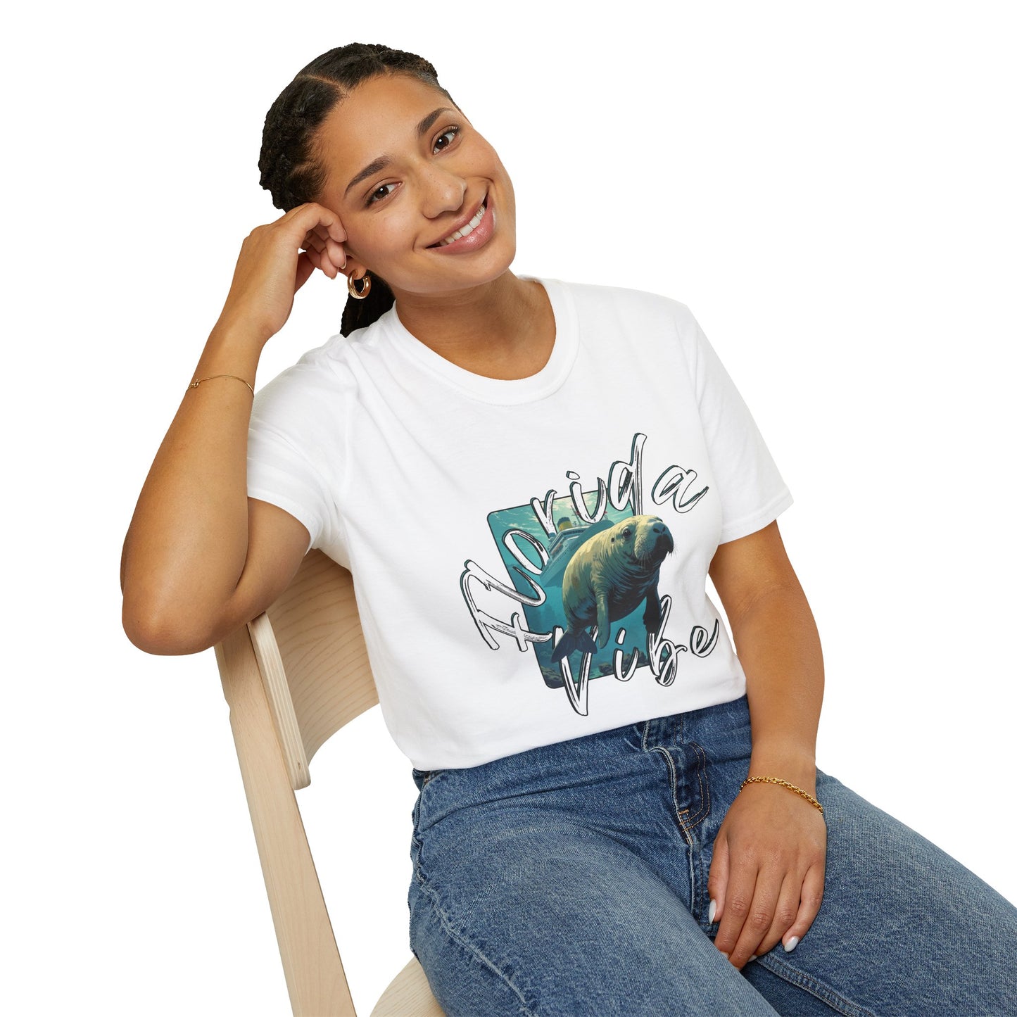 Florida Vibe Unisex Softstyle T-Shirt - Casual Beachwear Tee, manatee