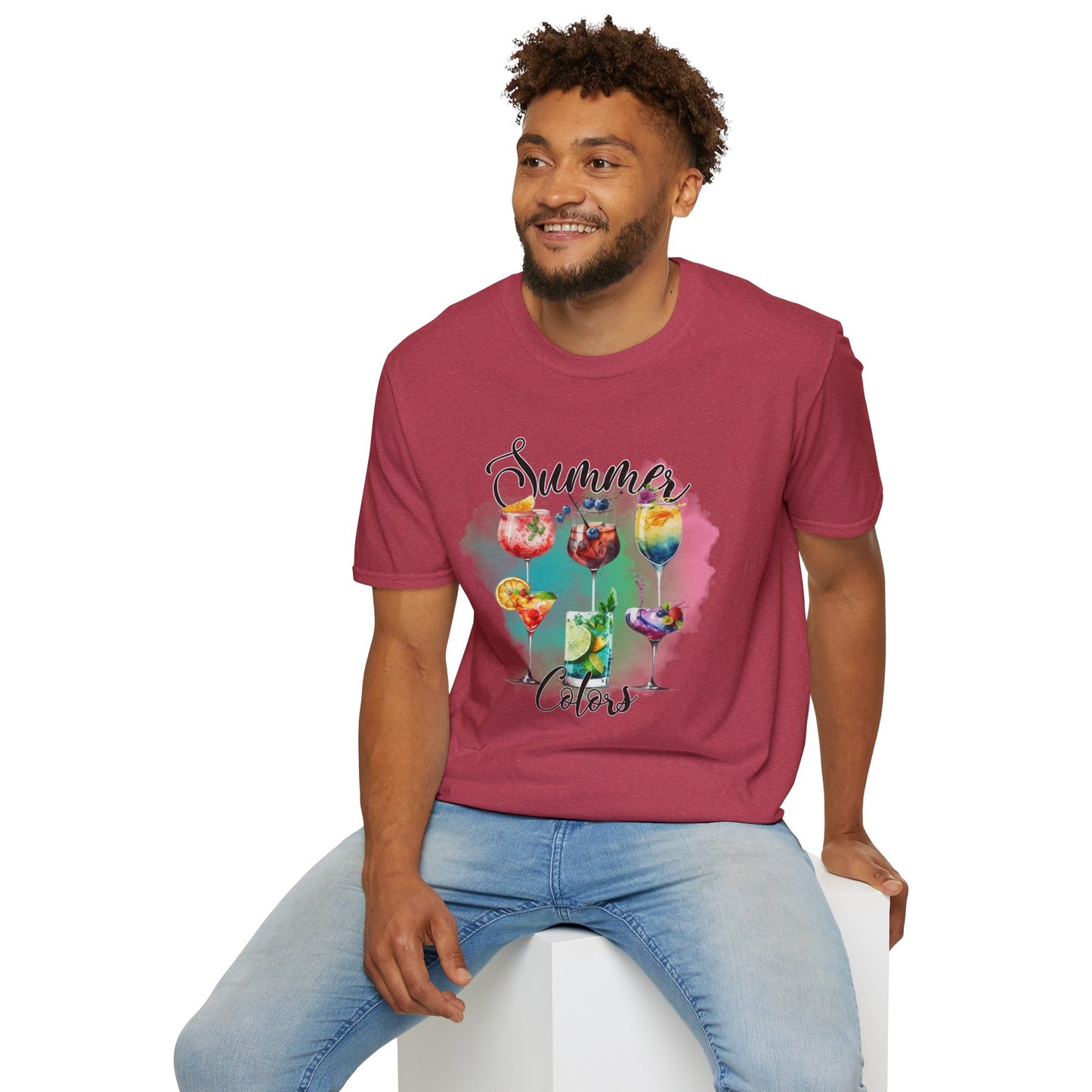 Summer Colors Cocktail T-Shirt, Unisex Tee, Fun Summer Wear, Gift for Cocktails Lovers, Beach Party Shirt, Vacation Top