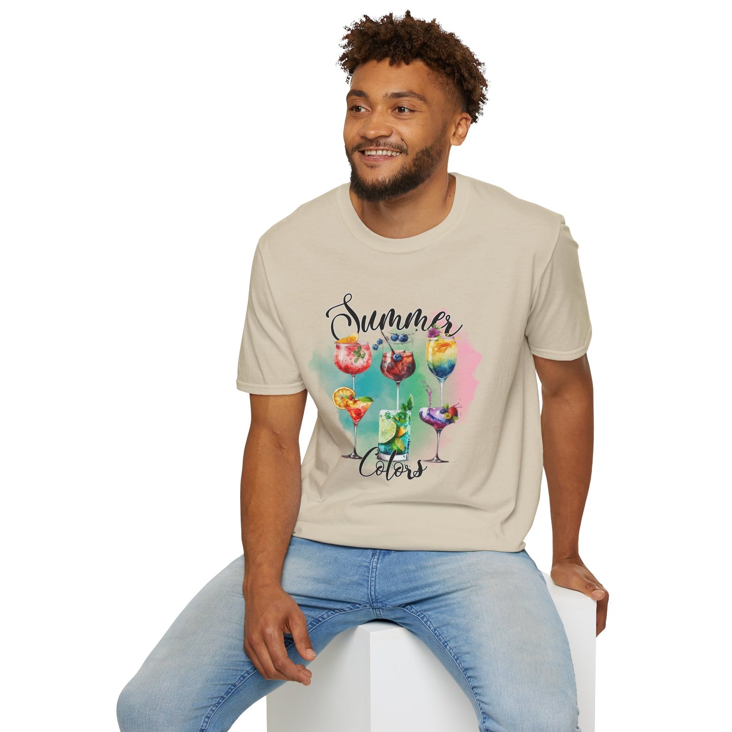 Summer Colors Cocktail T-Shirt, Unisex Tee, Fun Summer Wear, Gift for Cocktails Lovers, Beach Party Shirt, Vacation Top