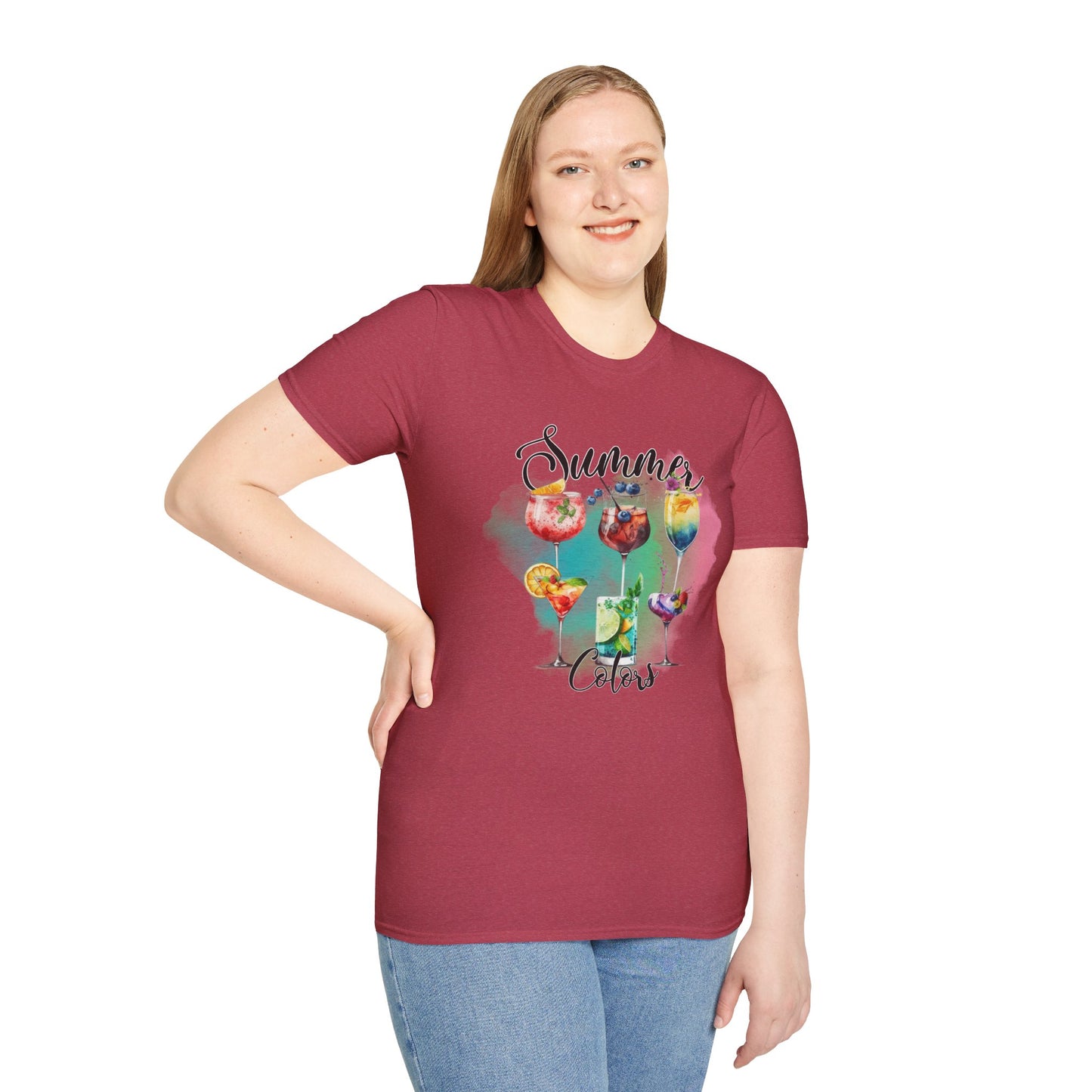 Summer Colors Cocktail T-Shirt, Unisex Tee, Fun Summer Wear, Gift for Cocktails Lovers, Beach Party Shirt, Vacation Top