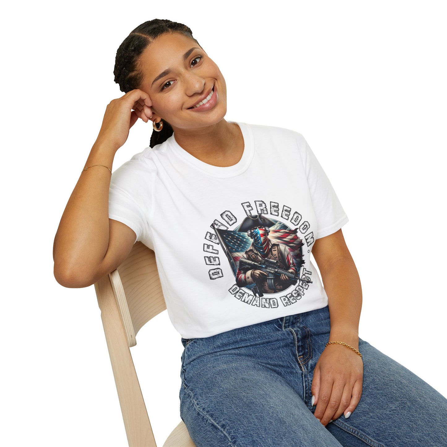 Defend Freedom Unisex Softstyle T-Shirt - Patriotic Graphic Tee
