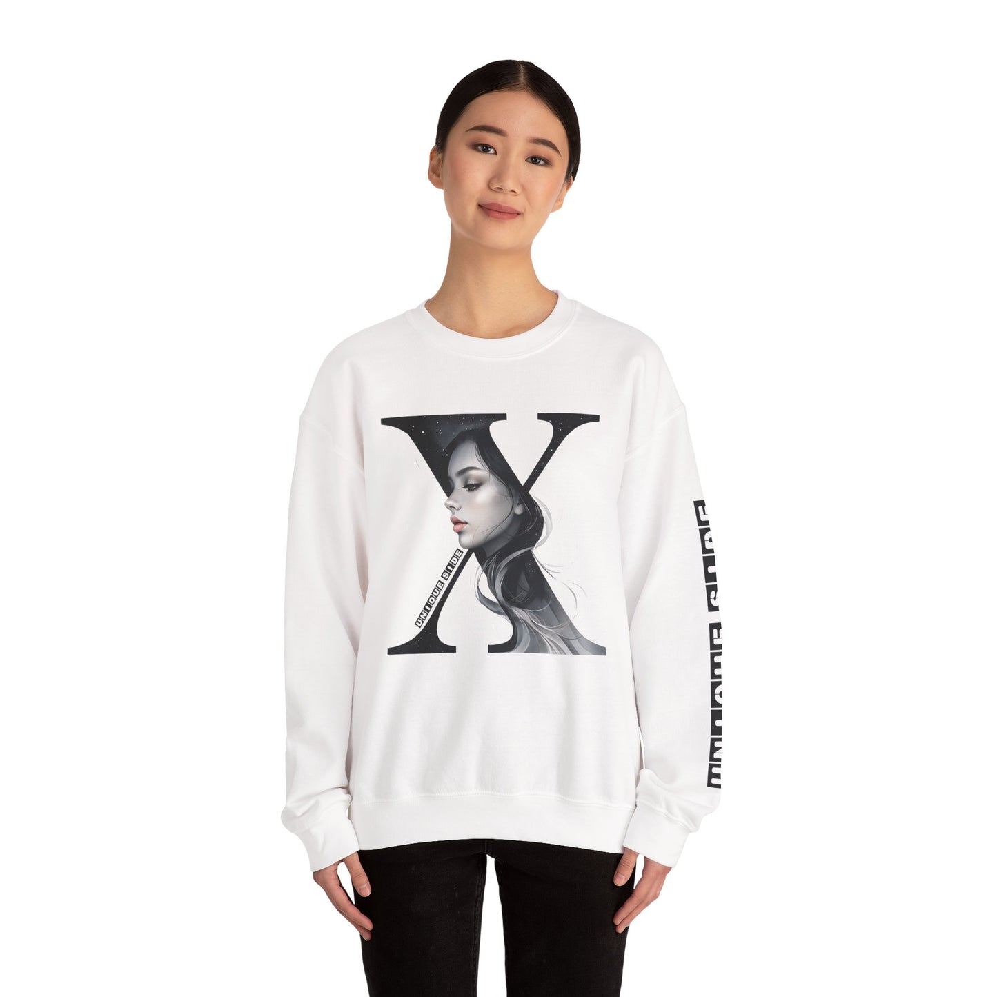 Letter X, Stylish Artistic Sweatshirt, Trendy Crewneck, Graphic Sweater, Cozy Unisex Top, Unique Gift for Art Lovers, Everyday Comfort