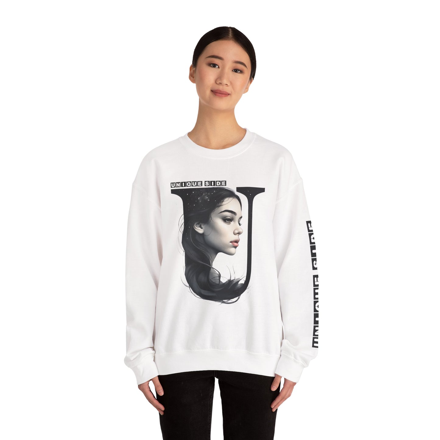 Letter U, Stylish Artistic Sweatshirt, Trendy Crewneck, Graphic Sweater, Cozy Unisex Top, Unique Gift for Art Lovers, Everyday Comfort