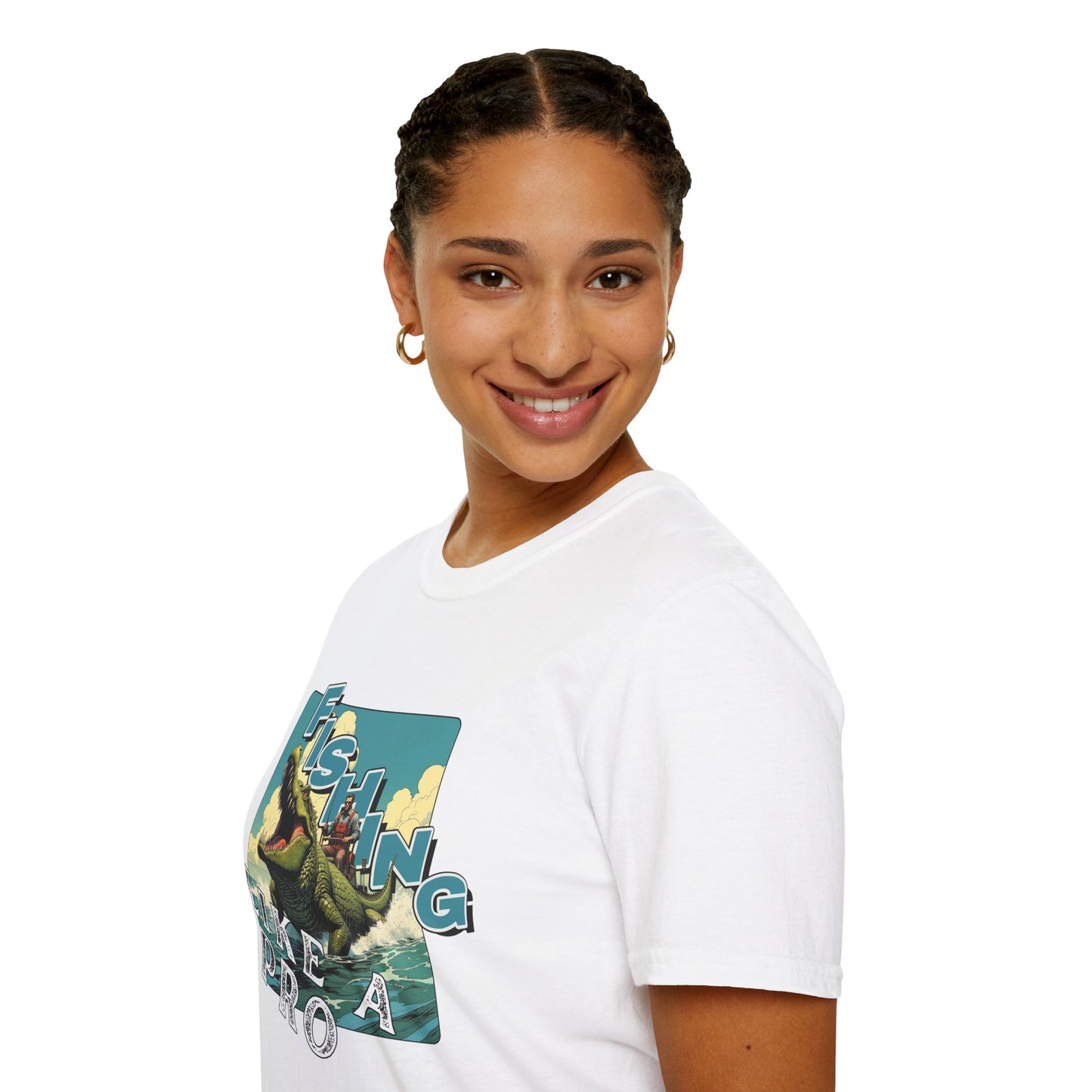 Fishing Like a Pro Unisex Softstyle T-Shirt - Perfect for Anglers & Outdoor Enthusiasts,gator