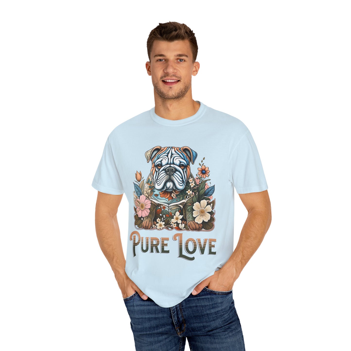 Pure Love Unisex Dog T-Shirt - Floral Graphic Tee for Pet Lovers
