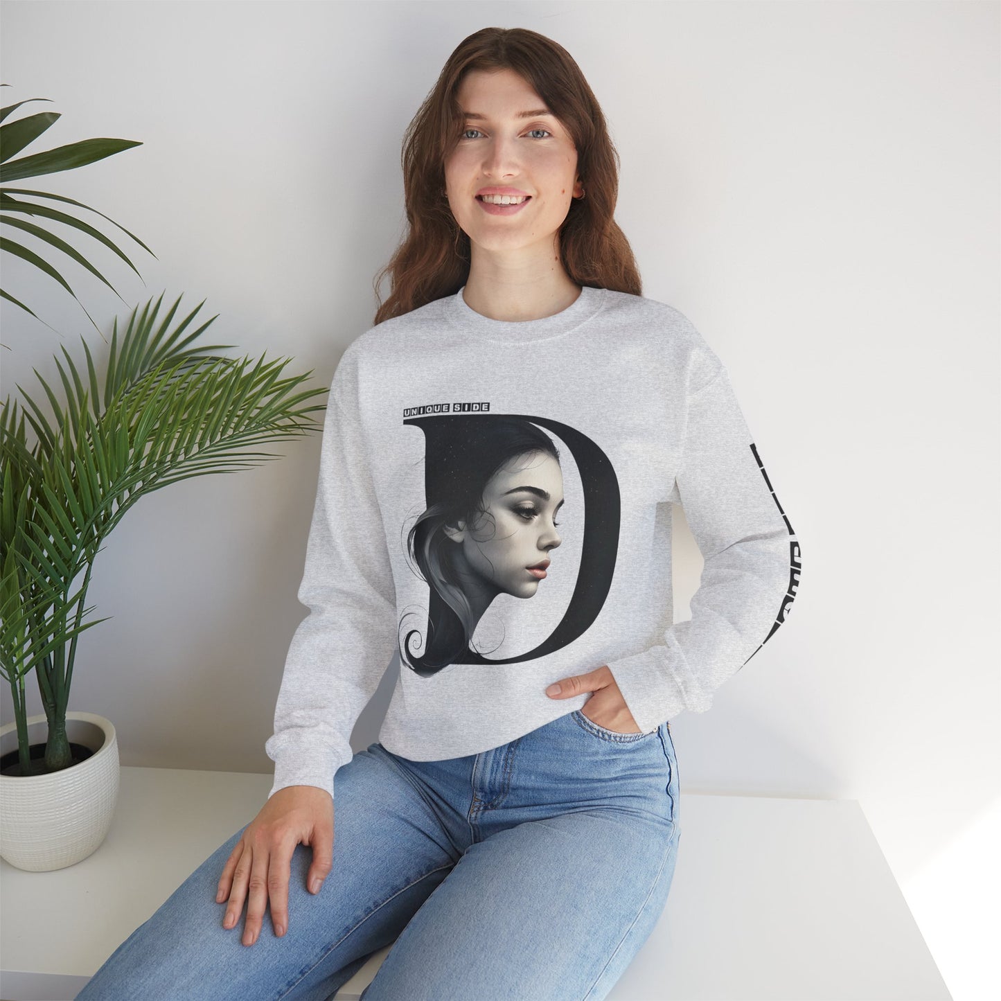 Letter D,Stylish Artistic Sweatshirt, Trendy Crewneck, Graphic Sweater, Cozy Unisex Top, Unique Gift for Art Lovers, Everyday Comfort