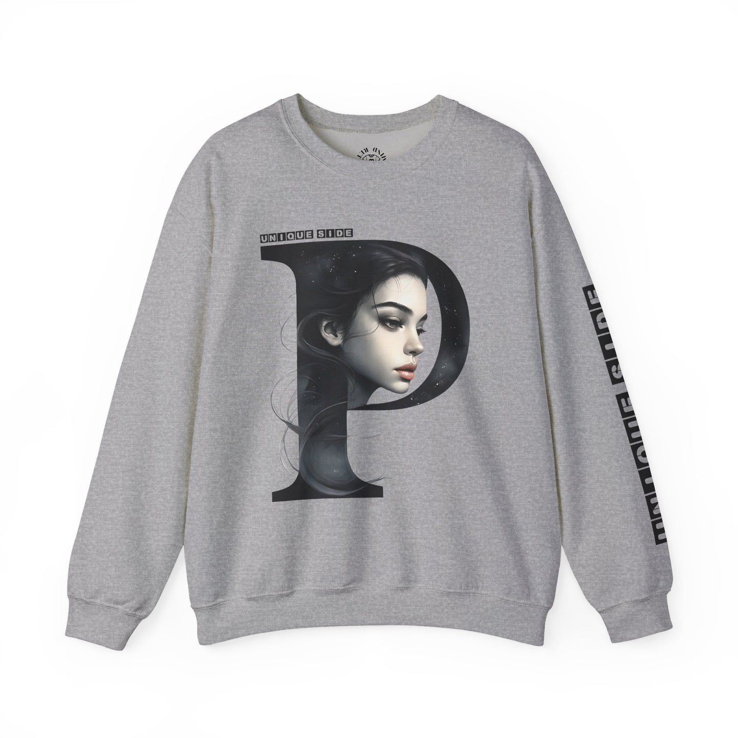 Letter P, Stylish Artistic Sweatshirt, Trendy Crewneck, Graphic Sweater, Cozy Unisex Top, Unique Gift for Art Lovers, Everyday Comfort