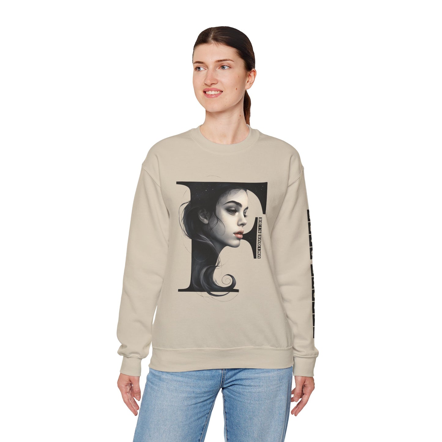 Letter F, Stylish Artistic Sweatshirt, Trendy Crewneck, Graphic Sweater, Cozy Unisex Top, Unique Gift for Art Lovers, Everyday Comfort