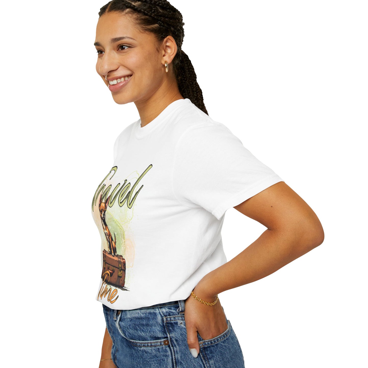 Travel Time Unisex Garment-Dyed T-Shirt - Cute Dog Design for Animal Lovers