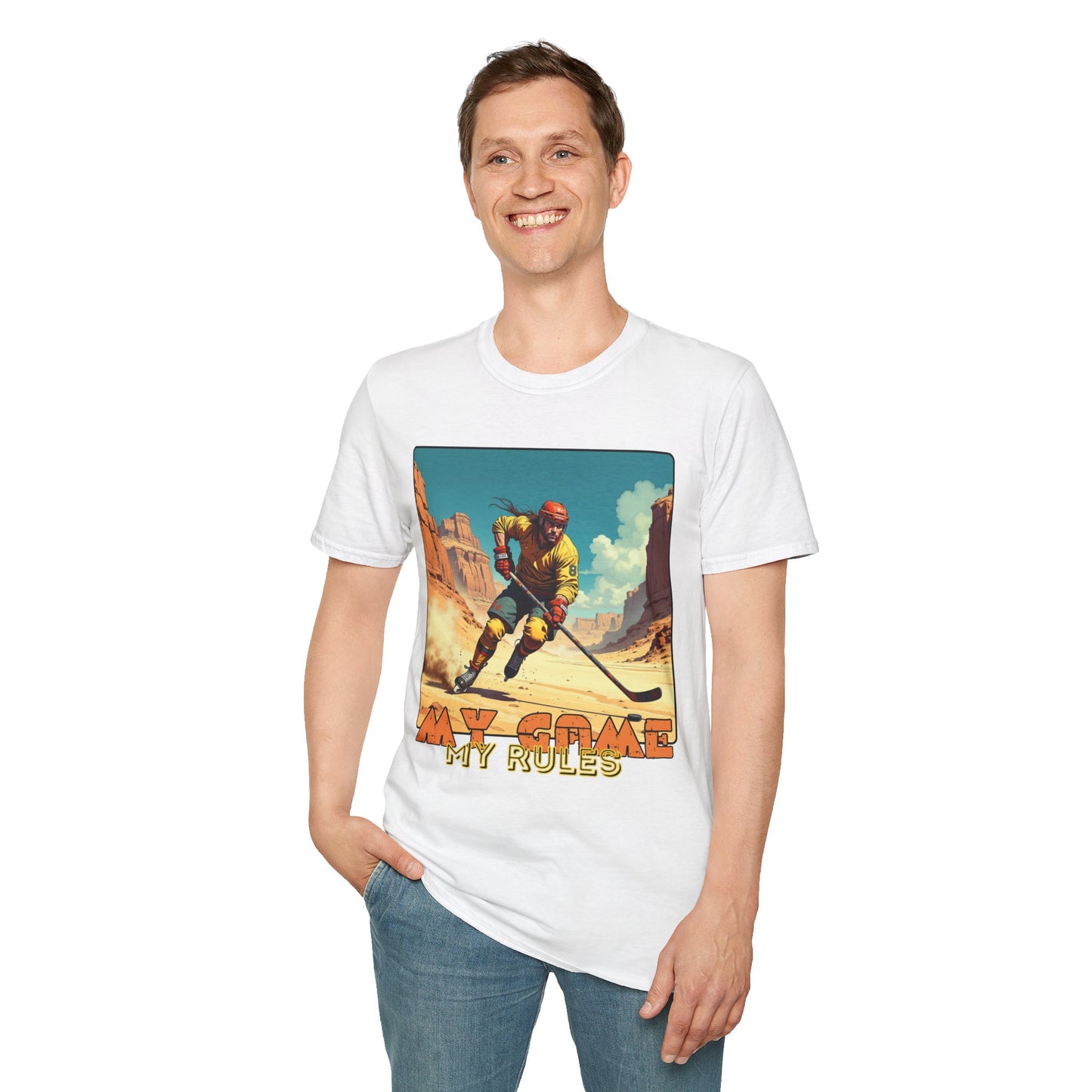 Retro Gamer Unisex Softstyle T-Shirt - 'My Game, My Rules' hockey ,sport