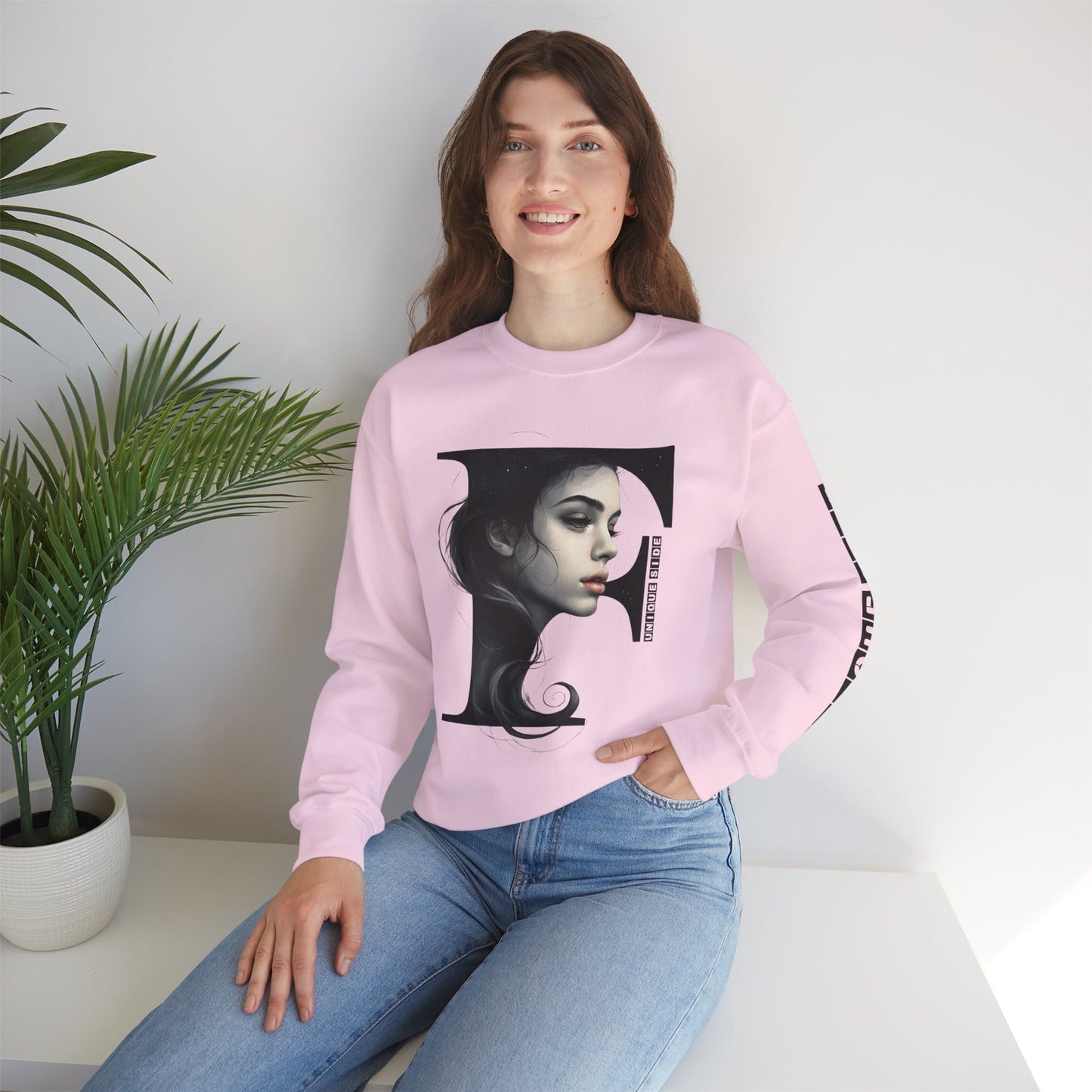 Letter F, Stylish Artistic Sweatshirt, Trendy Crewneck, Graphic Sweater, Cozy Unisex Top, Unique Gift for Art Lovers, Everyday Comfort