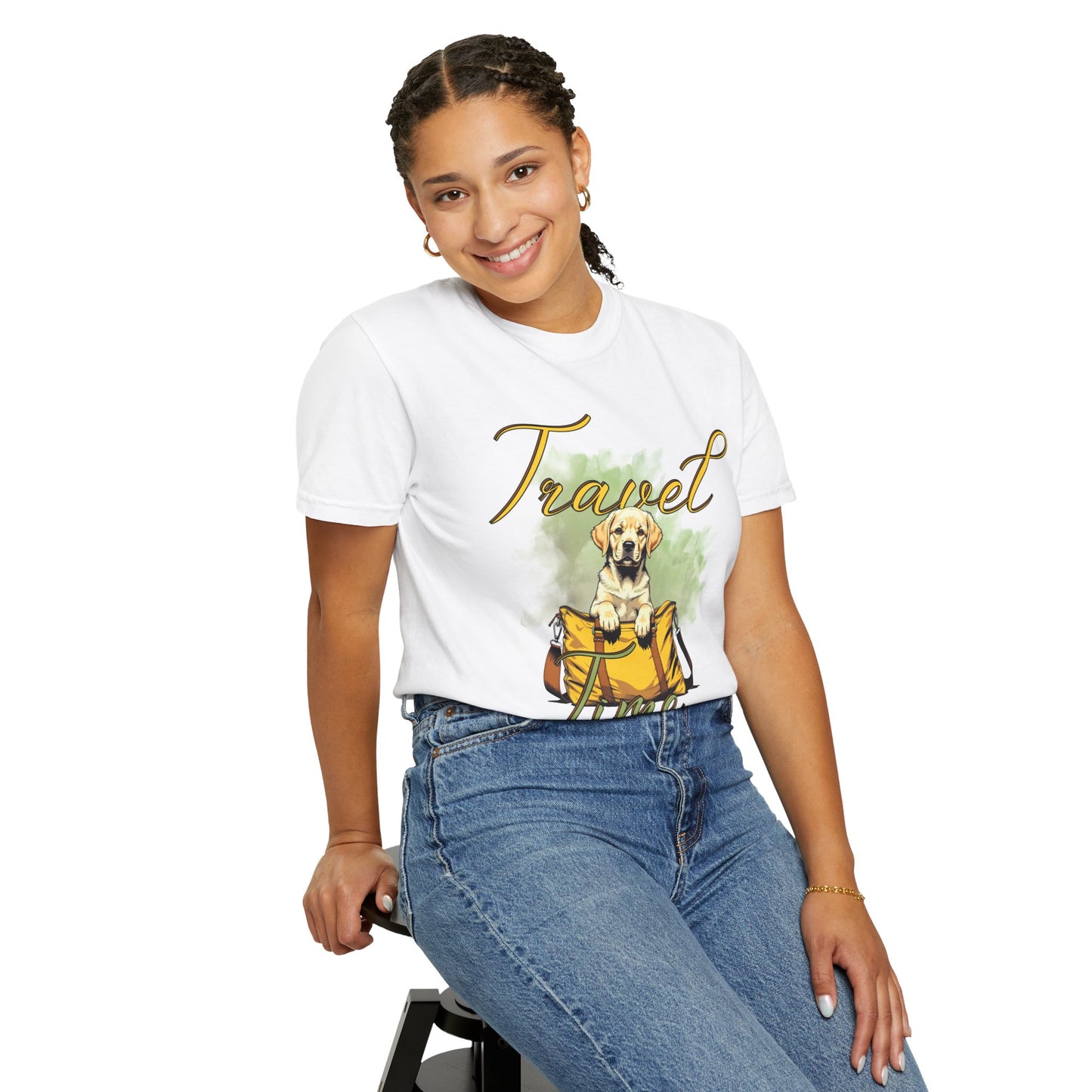 Travel Time Dog T-Shirt - Unisex Garment-Dyed Tee for Pet Lovers