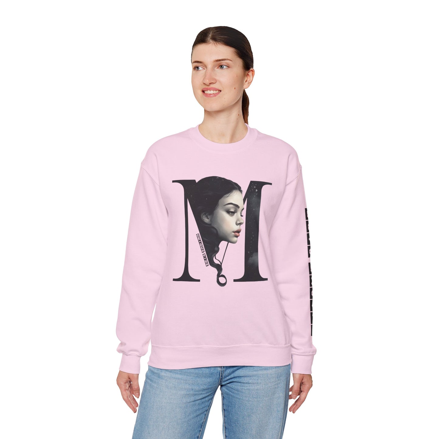 Letter M, Stylish Artistic Sweatshirt, Trendy Crewneck, Graphic Sweater, Cozy Unisex Top, Unique Gift for Art Lovers, Everyday Comfort