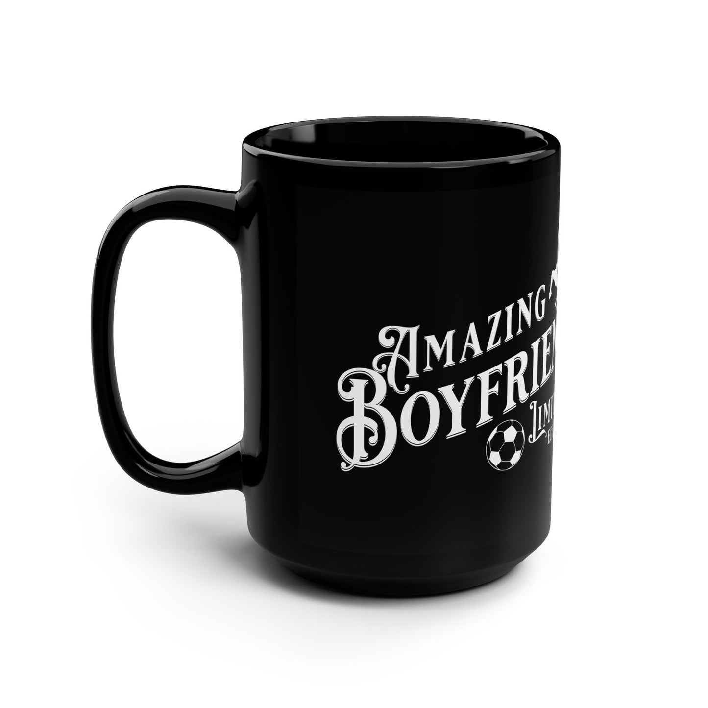 Amazing Boyfriend, Soccer, Valentine's day gift for him .Black Mug