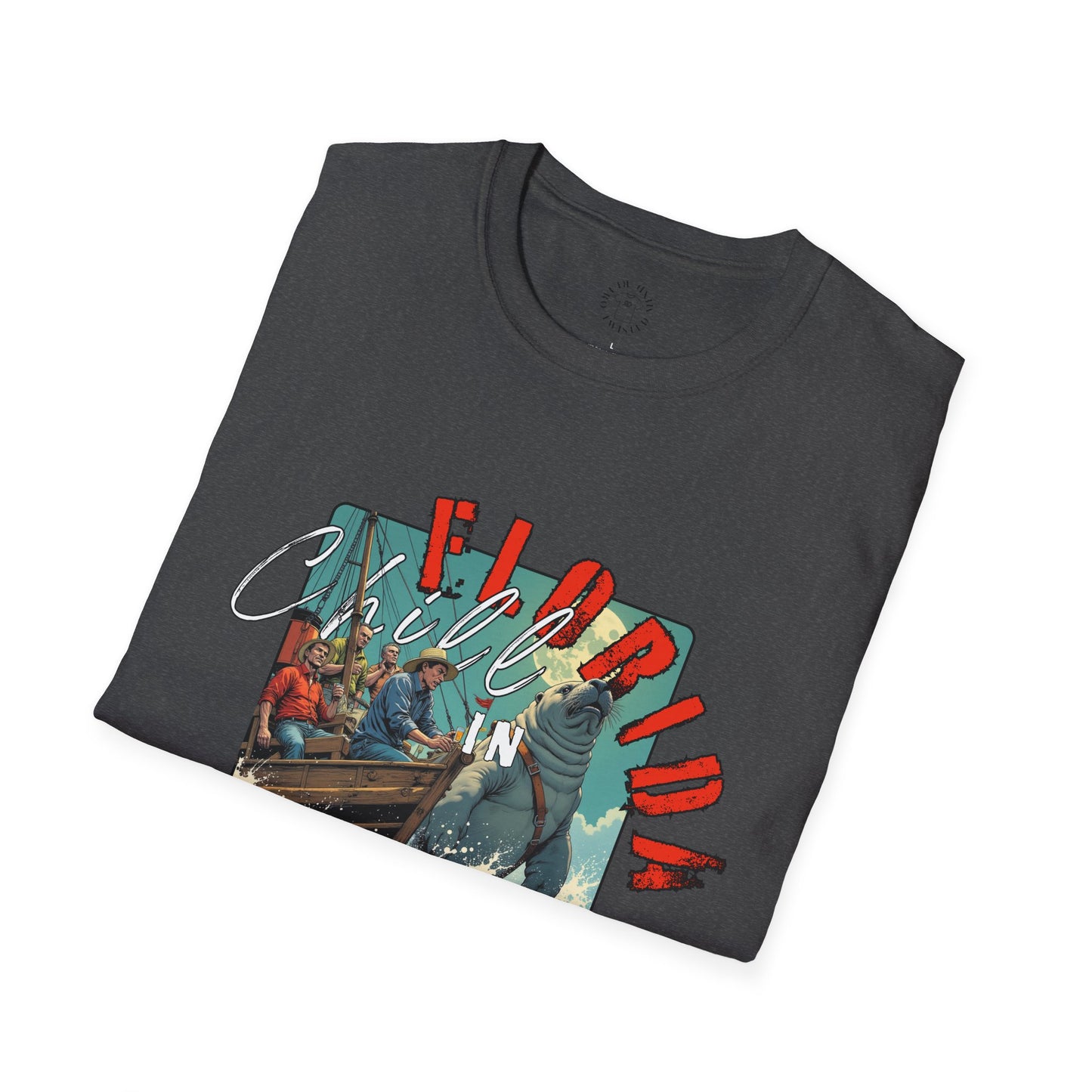 Florida Chill Unisex Softstyle T-Shirt | Vintage Beach Vibe Tee, manatee