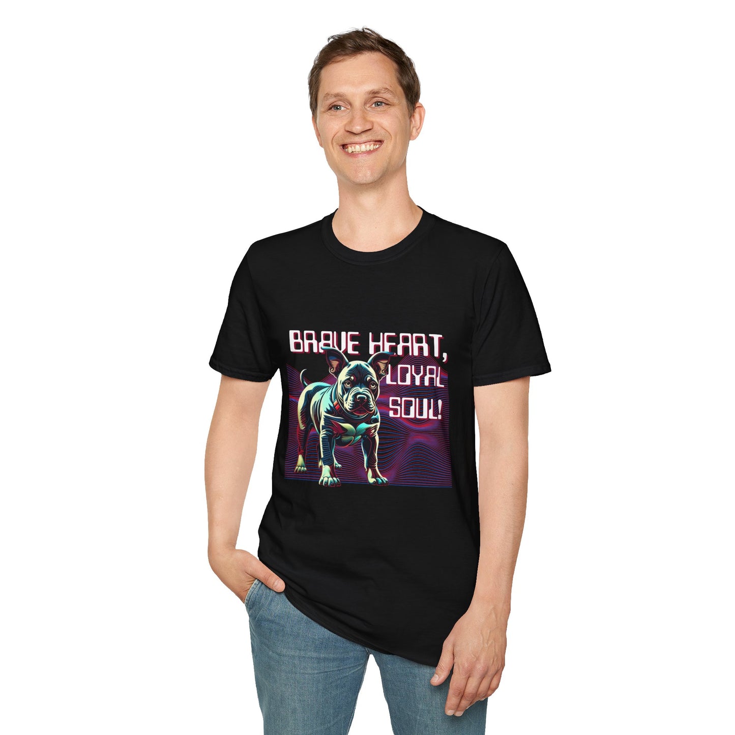 Unisex Dog Lover T-Shirt - Brave Heart, Loyal Soul! Graphic Tee, Pet Owner Gift, Casual Wear, Animal Lover Apparel, Comfortable Tee