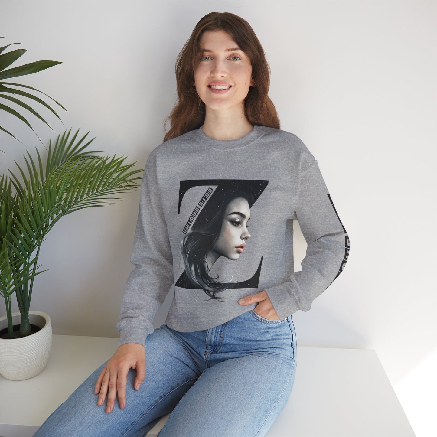Letter Z, Stylish Artistic Sweatshirt, Trendy Crewneck, Graphic Sweater, Cozy Unisex Top, Unique Gift for Art Lovers, Everyday Comfort