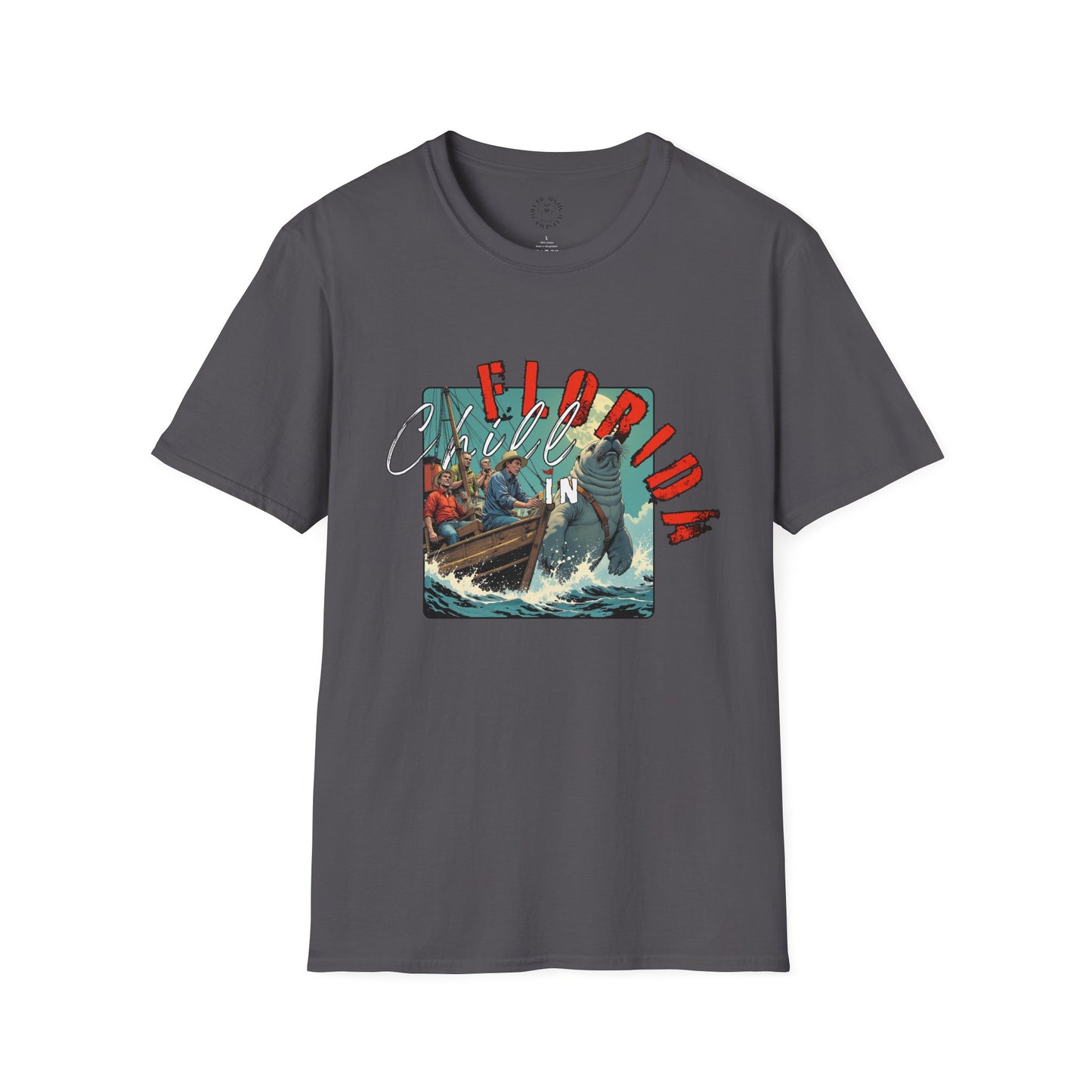 Florida Chill Unisex Softstyle T-Shirt | Vintage Beach Vibe Tee, manatee