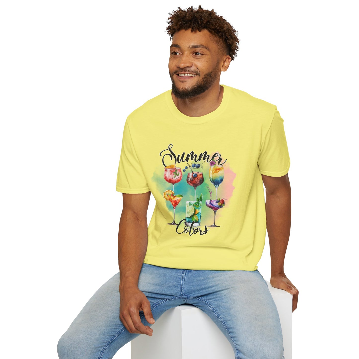 Summer Colors Cocktail T-Shirt, Unisex Tee, Fun Summer Wear, Gift for Cocktails Lovers, Beach Party Shirt, Vacation Top