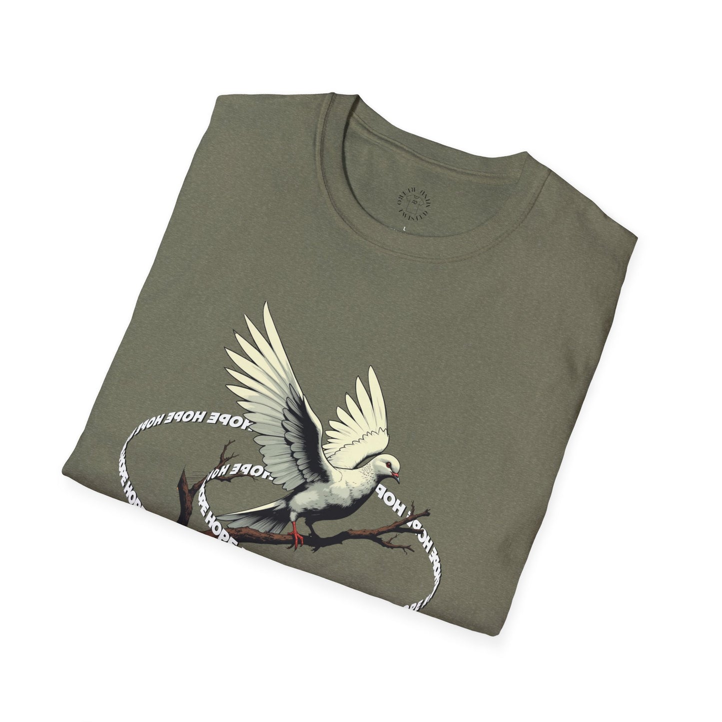 Hopeful Wings Unisex Softstyle T-Shirt - Inspirational Graphic Tee,dove,twisted