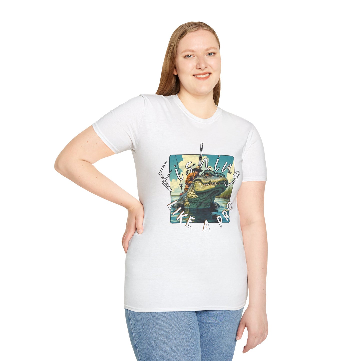 Fishing Like a Pro Unisex Softstyle T-Shirt,gator
