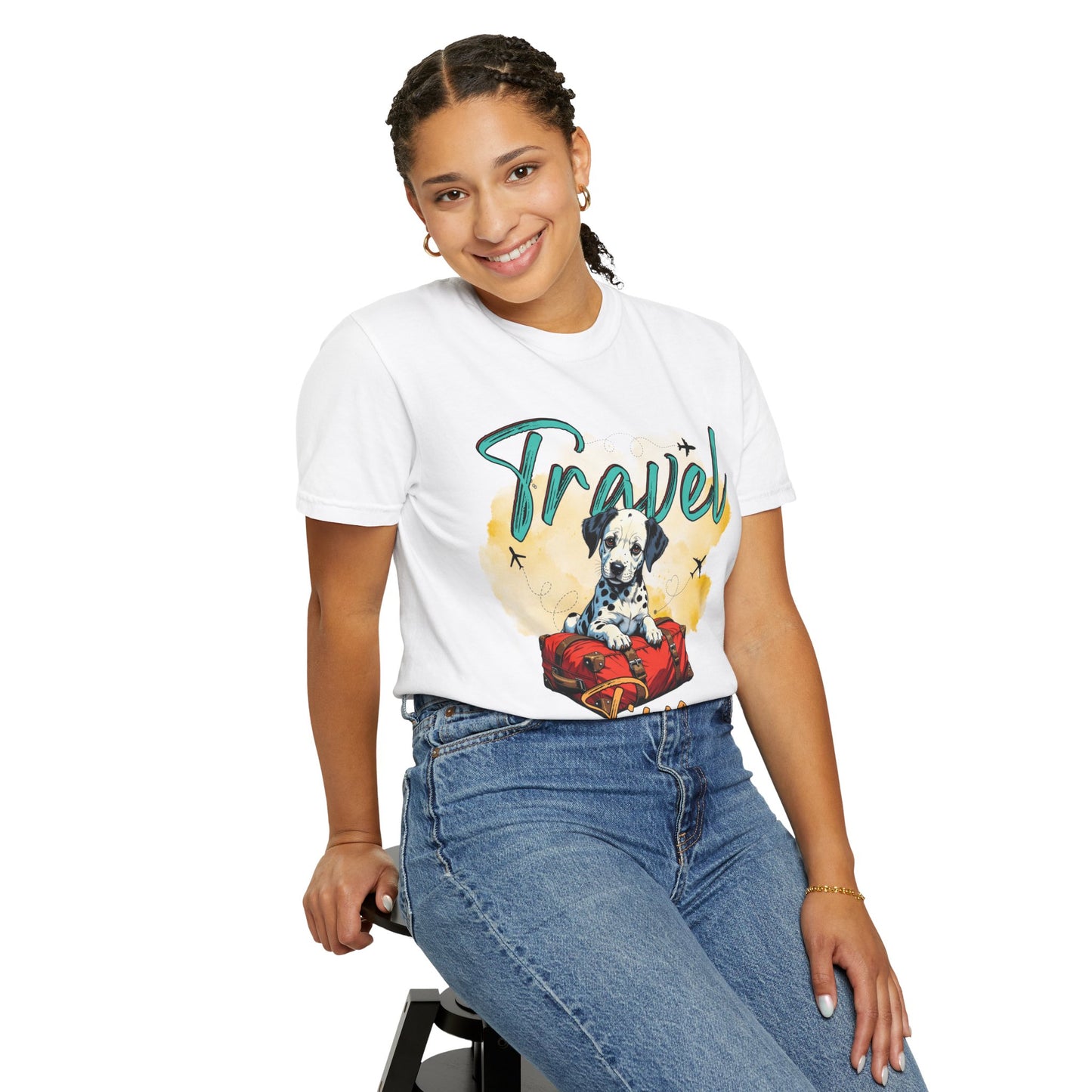Travel Time Dog Graphic Unisex T-Shirt