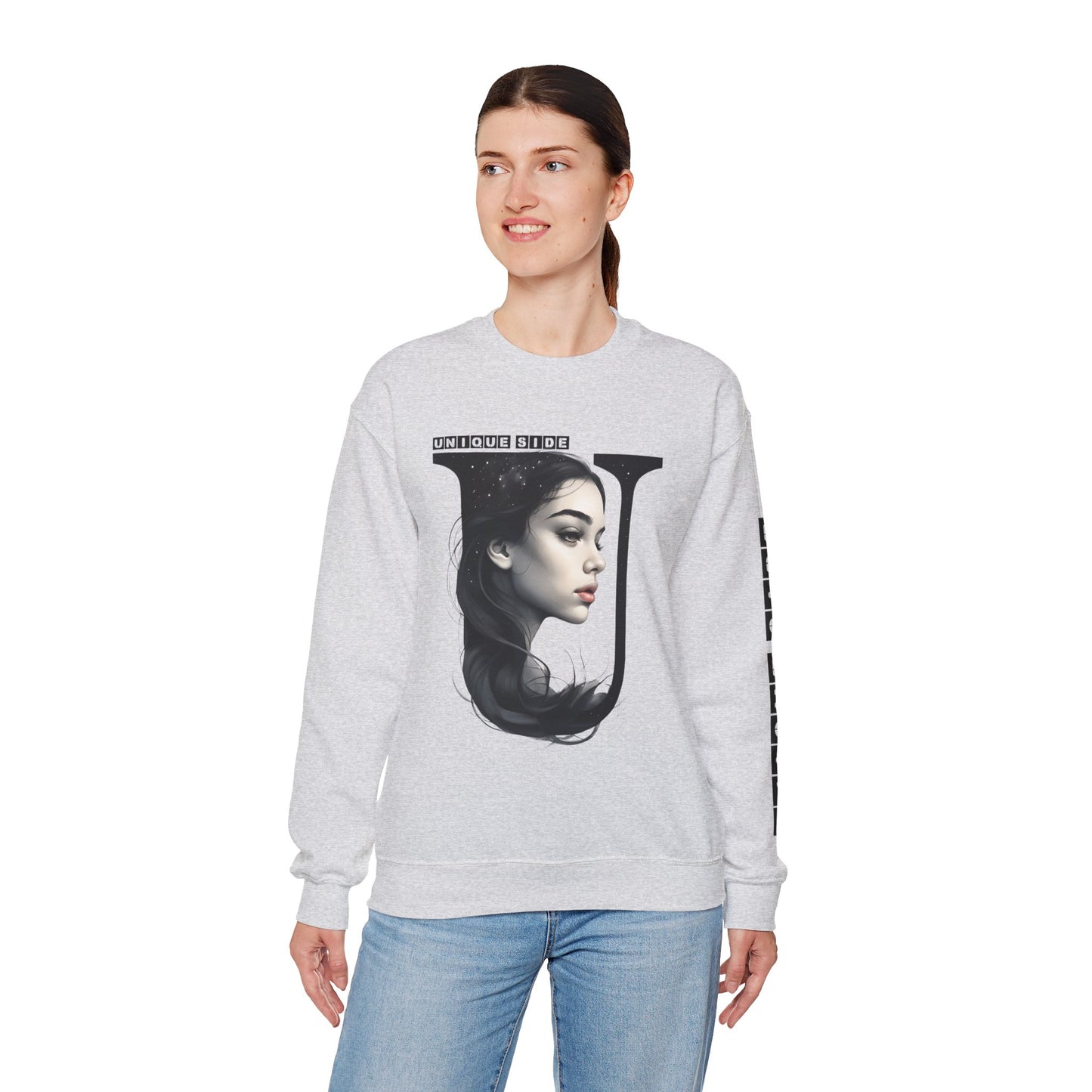Letter U, Stylish Artistic Sweatshirt, Trendy Crewneck, Graphic Sweater, Cozy Unisex Top, Unique Gift for Art Lovers, Everyday Comfort