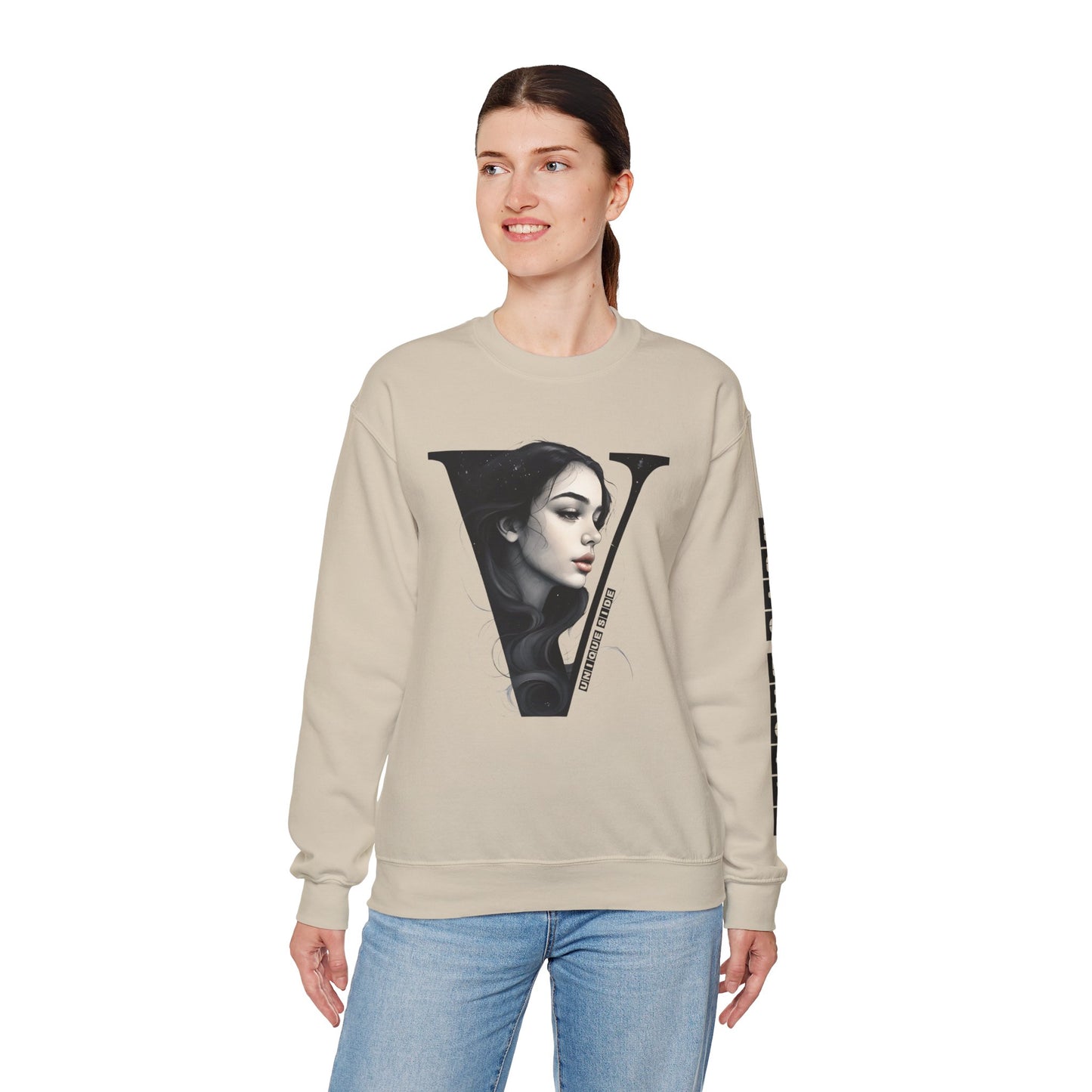 Letter V, Stylish Artistic Sweatshirt, Trendy Crewneck, Graphic Sweater, Cozy Unisex Top, Unique Gift for Art Lovers, Everyday Comfort