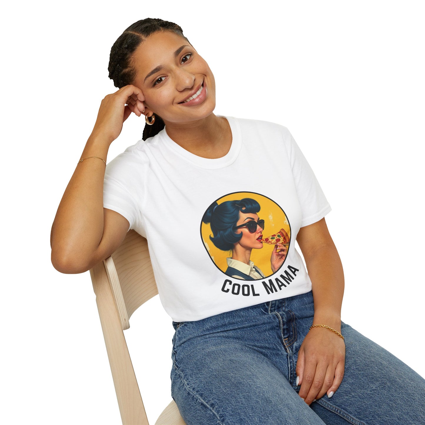 Cool Mama Unisex Softstyle T-Shirt - Retro Chic Pizza Lover Tee,mom