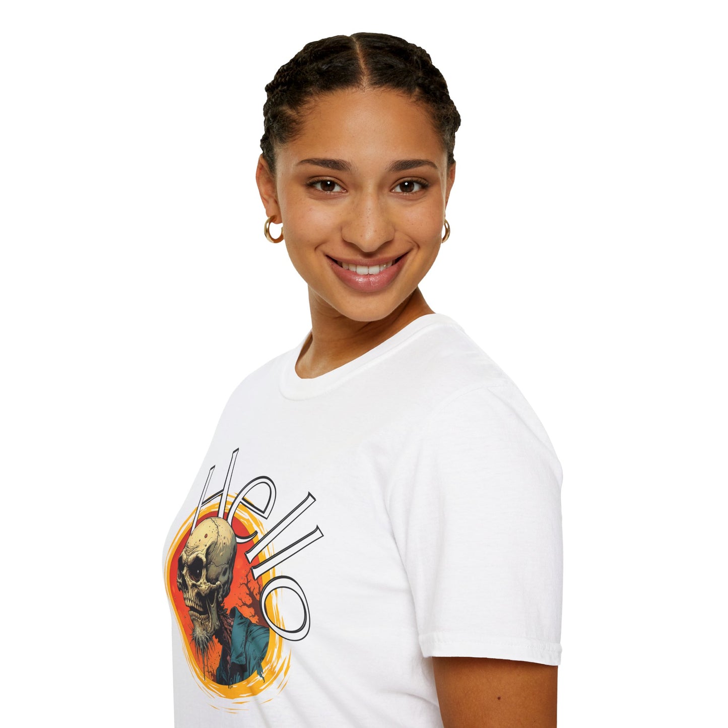 Hello Skull Graphic Unisex Softstyle T-Shirt - Edgy Streetwear Tee,scull