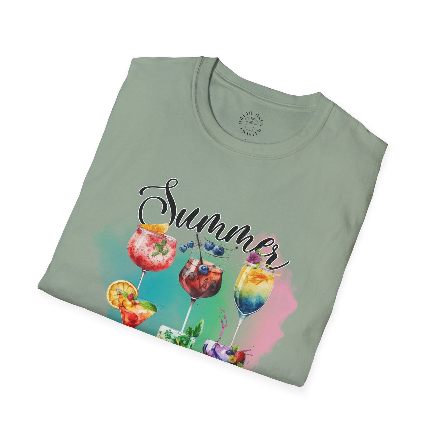 Summer Colors Cocktail T-Shirt, Unisex Tee, Fun Summer Wear, Gift for Cocktails Lovers, Beach Party Shirt, Vacation Top
