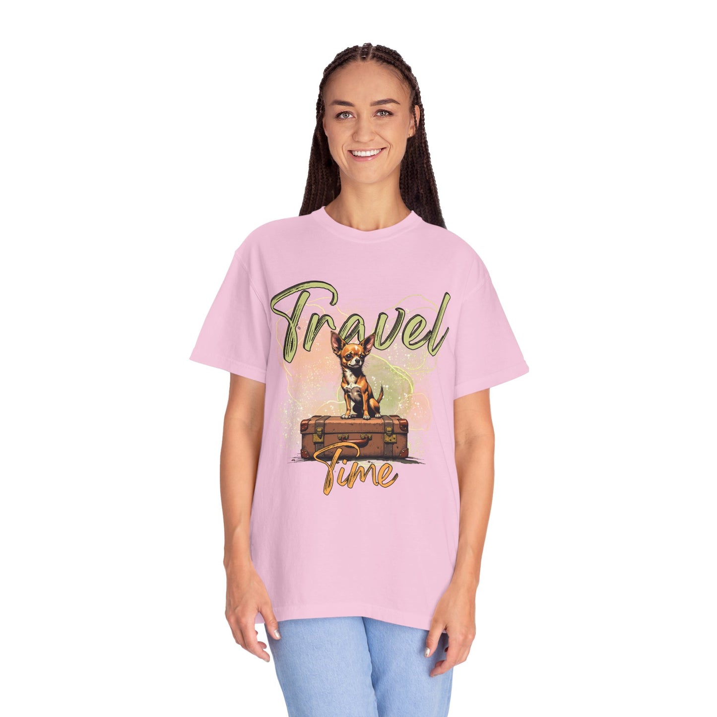 Travel Time Unisex Garment-Dyed T-Shirt - Cute Dog Design for Animal Lovers