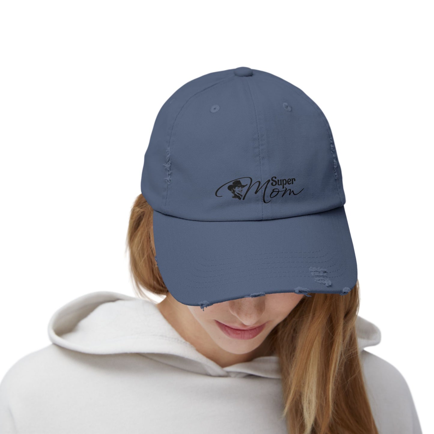 Super Mom Unisex Distressed Cap, Casual Hat for Moms, Gift for Mother's Day, Everyday Wear, Relaxed Style
