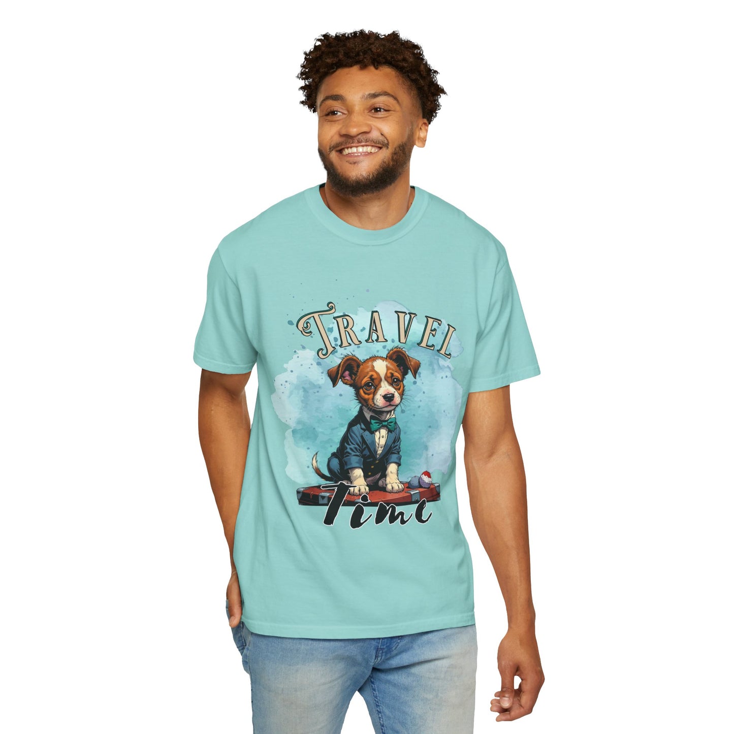 Travel Time Dog Graphic Unisex T-Shirt - Perfect for Pet Lovers and Travel Enthusiasts