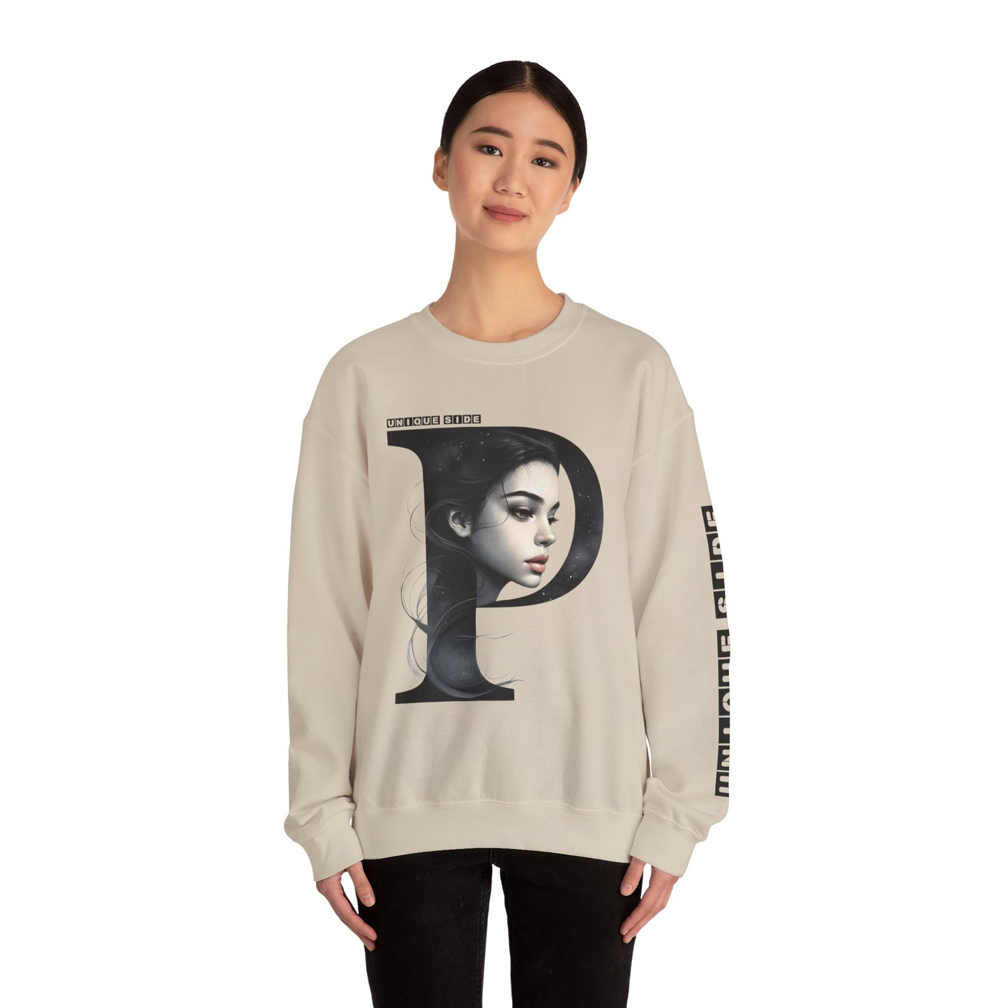Letter P, Stylish Artistic Sweatshirt, Trendy Crewneck, Graphic Sweater, Cozy Unisex Top, Unique Gift for Art Lovers, Everyday Comfort