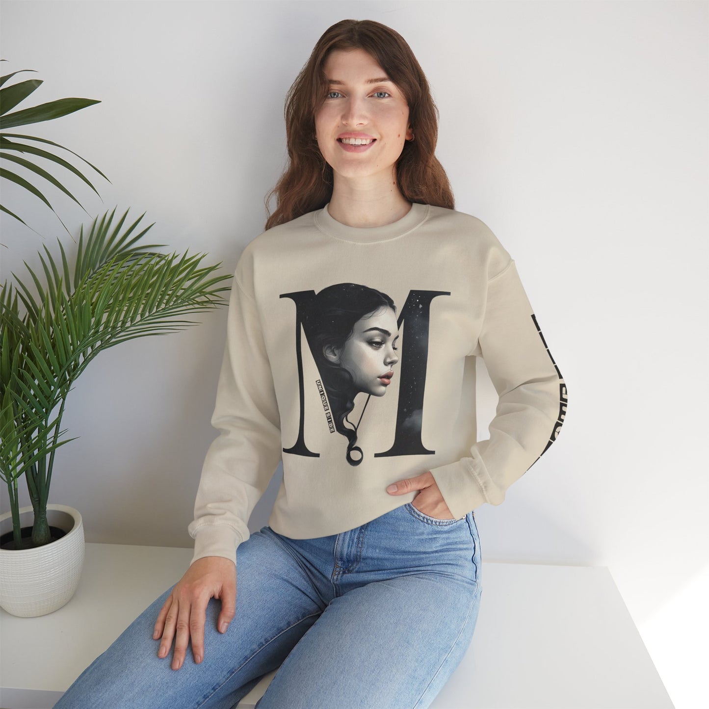 Letter M, Stylish Artistic Sweatshirt, Trendy Crewneck, Graphic Sweater, Cozy Unisex Top, Unique Gift for Art Lovers, Everyday Comfort